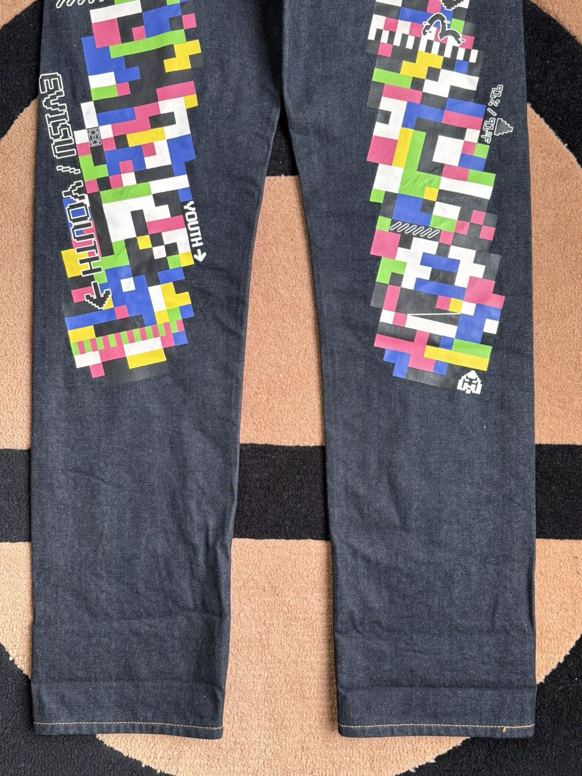 Evisu EVISU mosaic daicock style jeans！size：29x34 Size US 29 - 4 Thumbnail