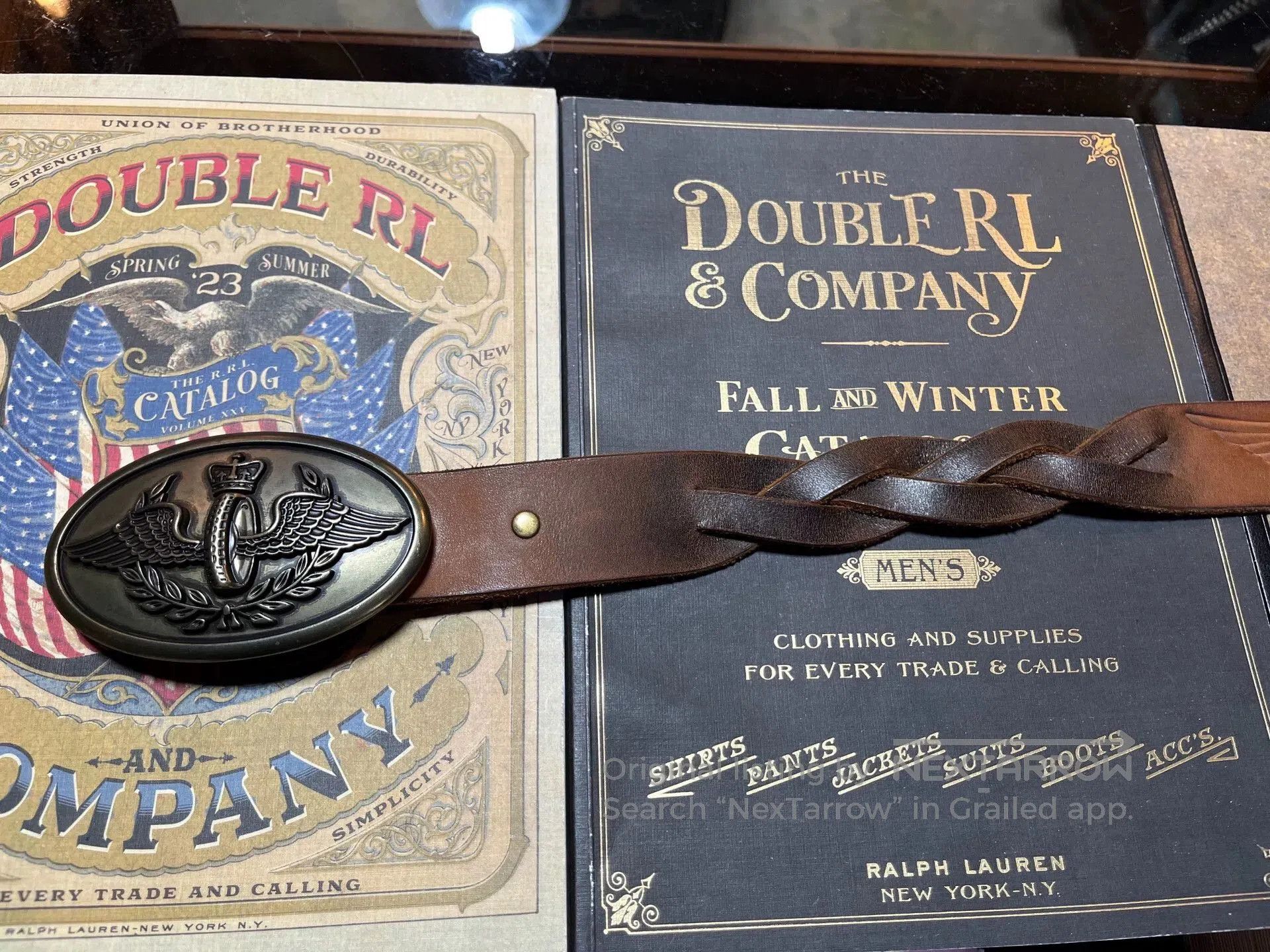 RRL Ralph Lauren rrl leather woven buckle belt. Size ONE SIZE - 3 Thumbnail