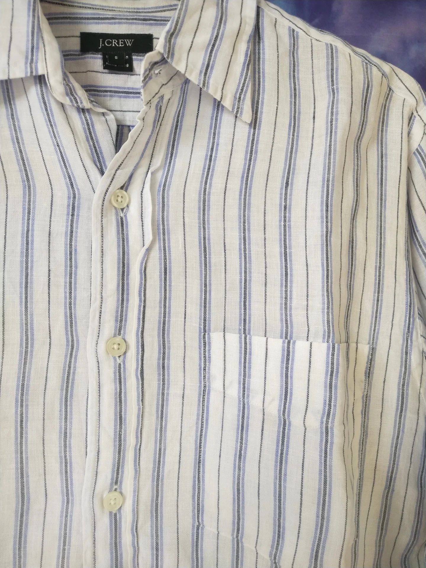 J.Crew J.Crew White Striped Linen Casual Shirt Size US S / EU 44-46 / 1 - 2 Thumbnail