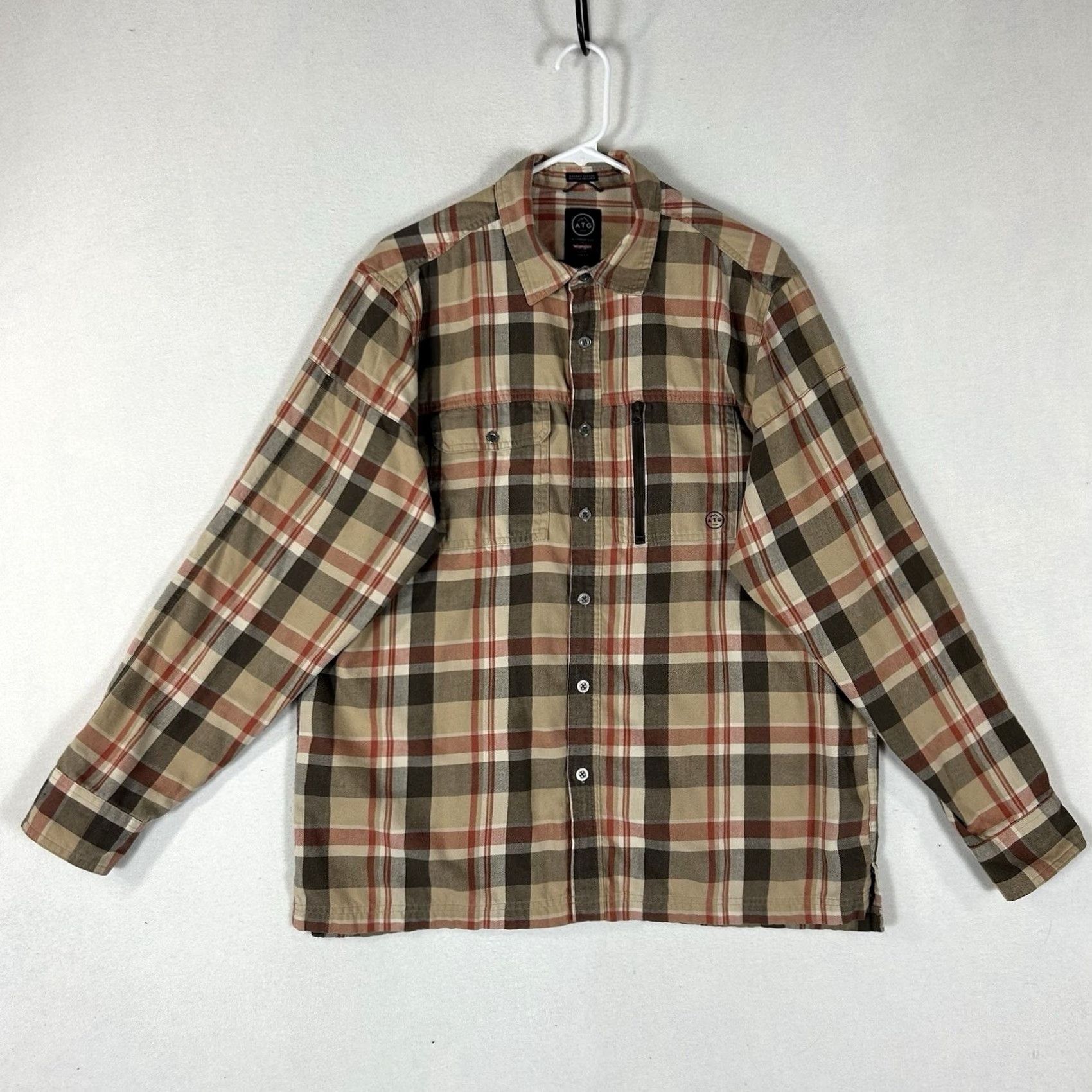 Wrangler Wrangler Button-Up Shirt Mens L Brown Plaid Elbow Patches Long Sleeve Size US L / EU 52-54 / 3 - 2 Thumbnail