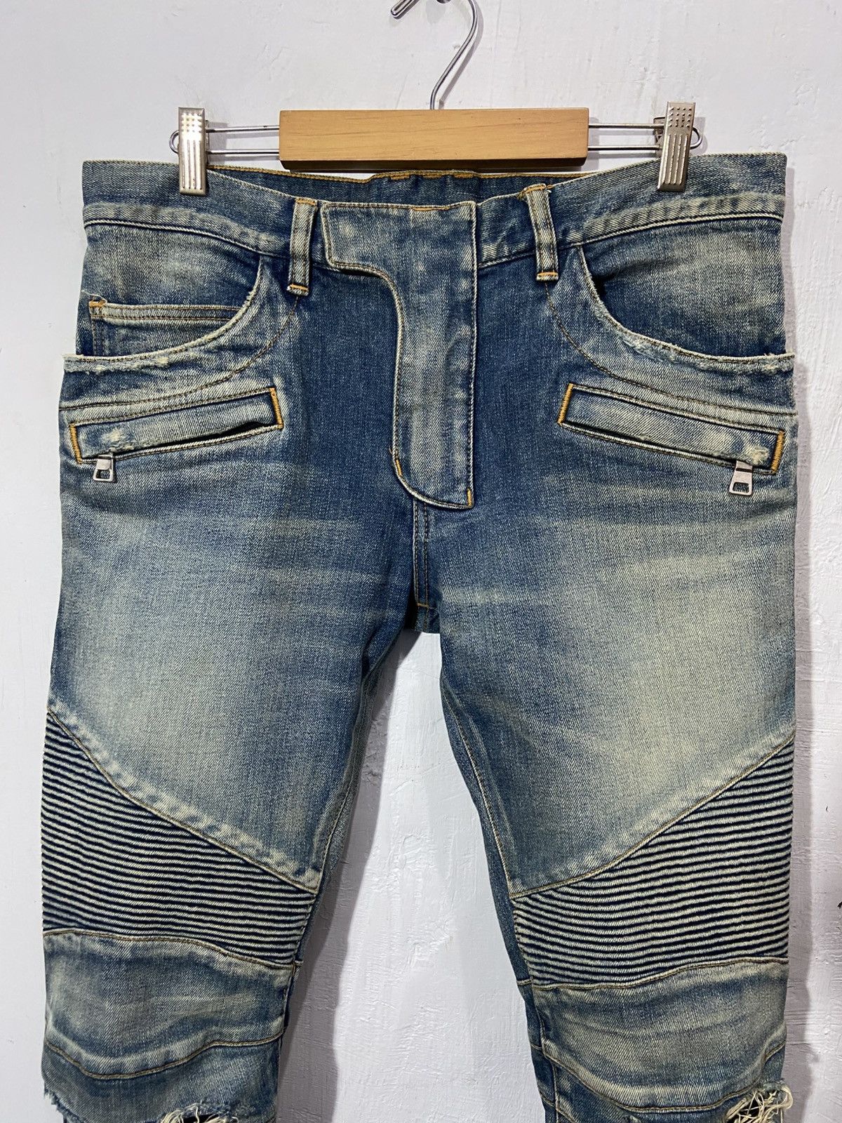 Balmain Balmain Denim Distressed Jeans moto bike Size US 31 - 2 Thumbnail