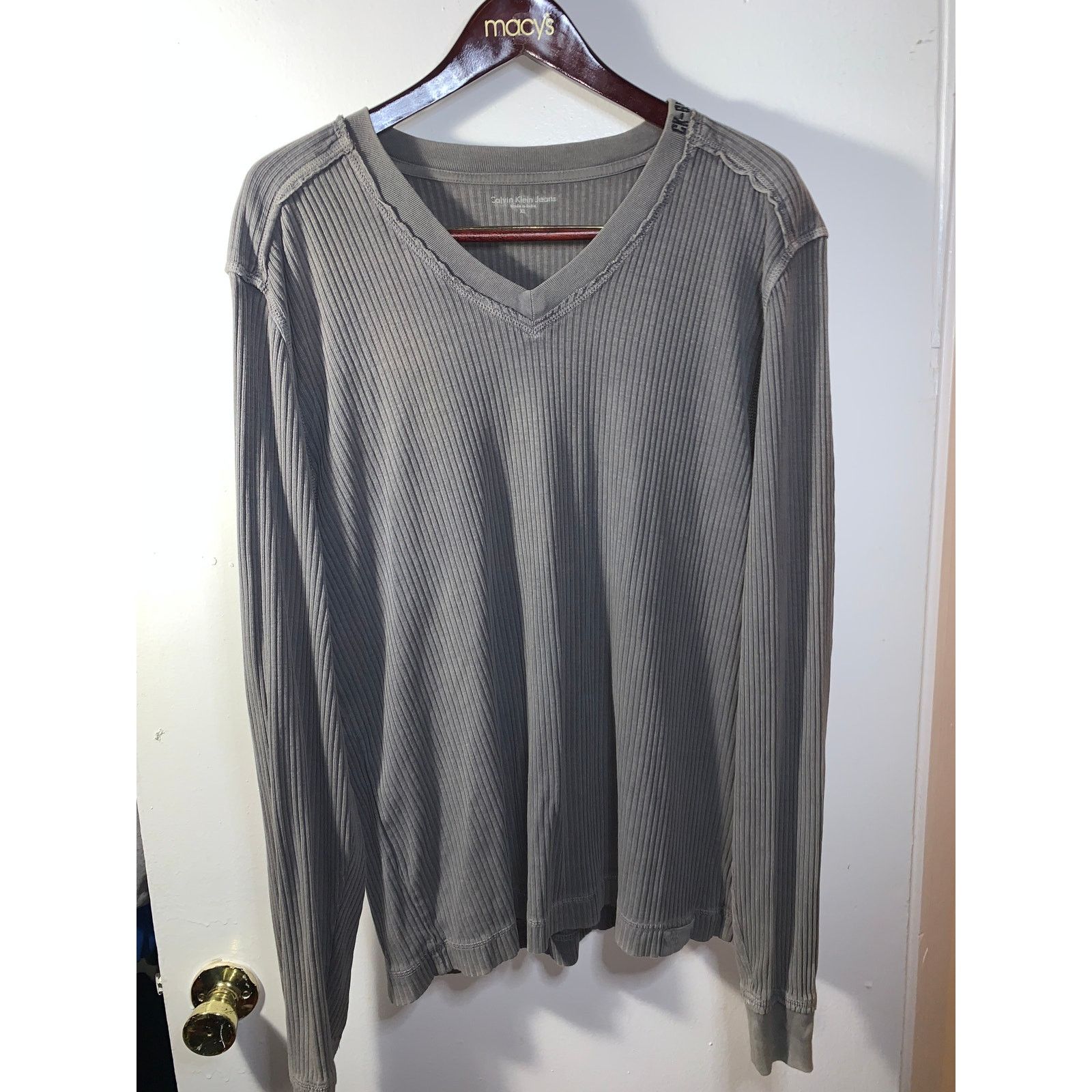 Calvin Klein Calvin Klein Jeans Dark Gray V-Neck Henley Men’s XL Size US XL / EU 56 / 4 - 4 Thumbnail