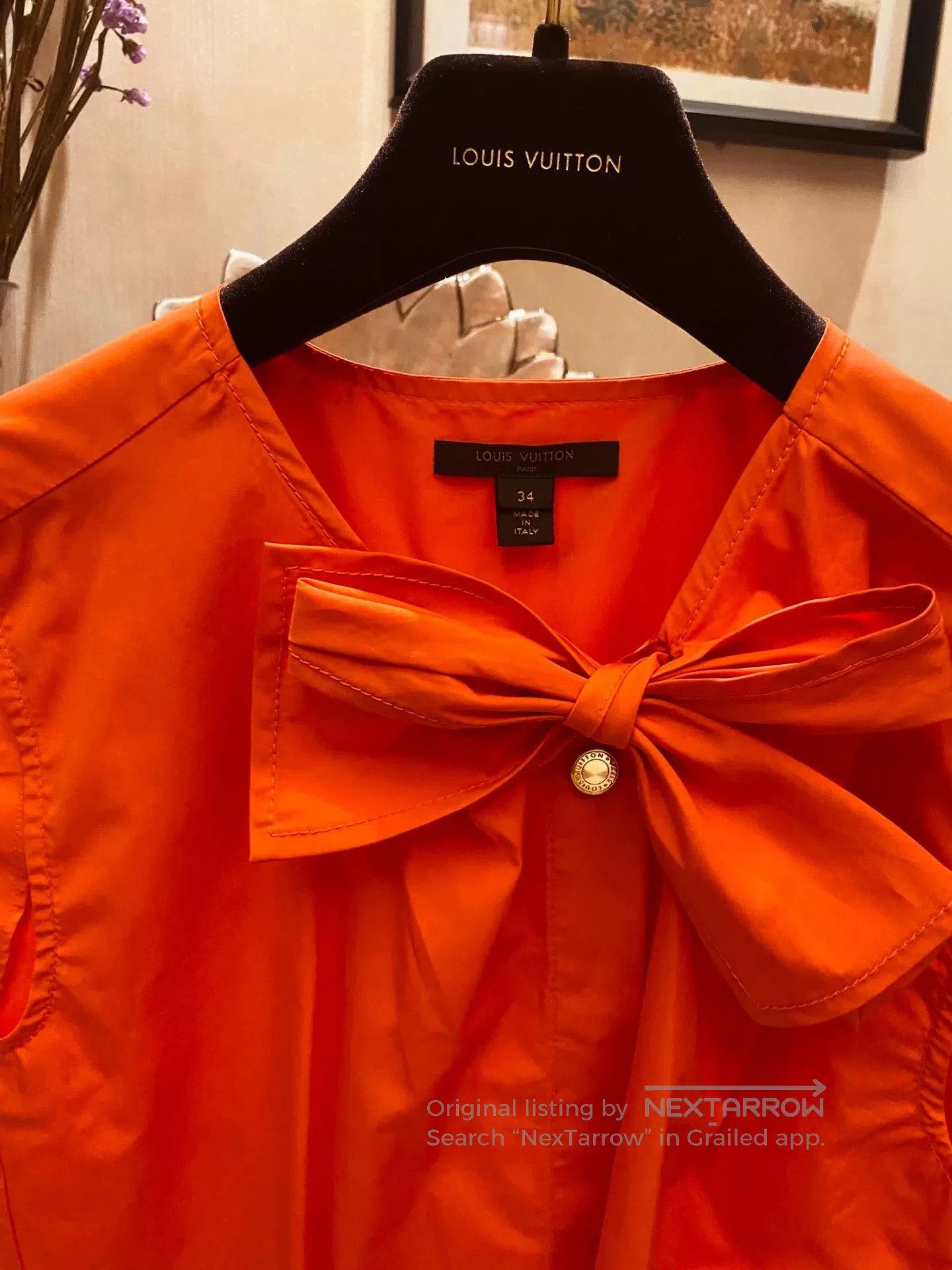 Chanel elegant orange sleeveless shirt with bow. Size US S / EU 44-46 / 1 - 4 Thumbnail