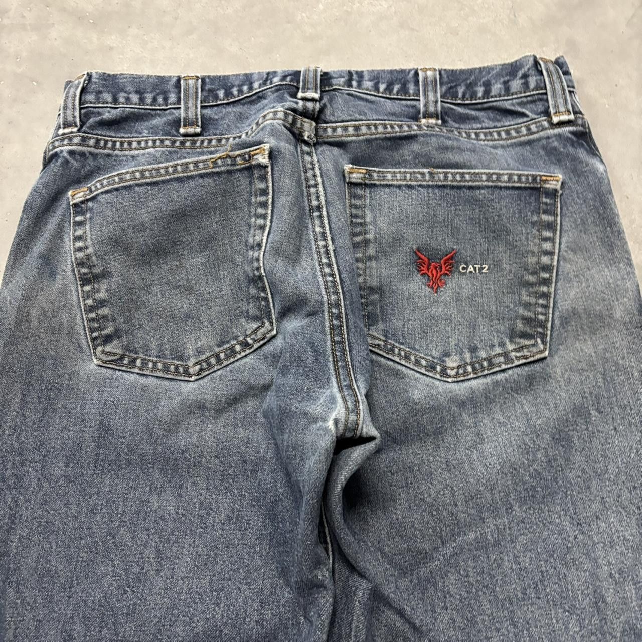 Japanese Brand × Vintage Crazy Vintage Y2K/2000s Grunge Dark Wash Workwear Denim Jeans! Size US 32 / EU 48 - 8 Thumbnail