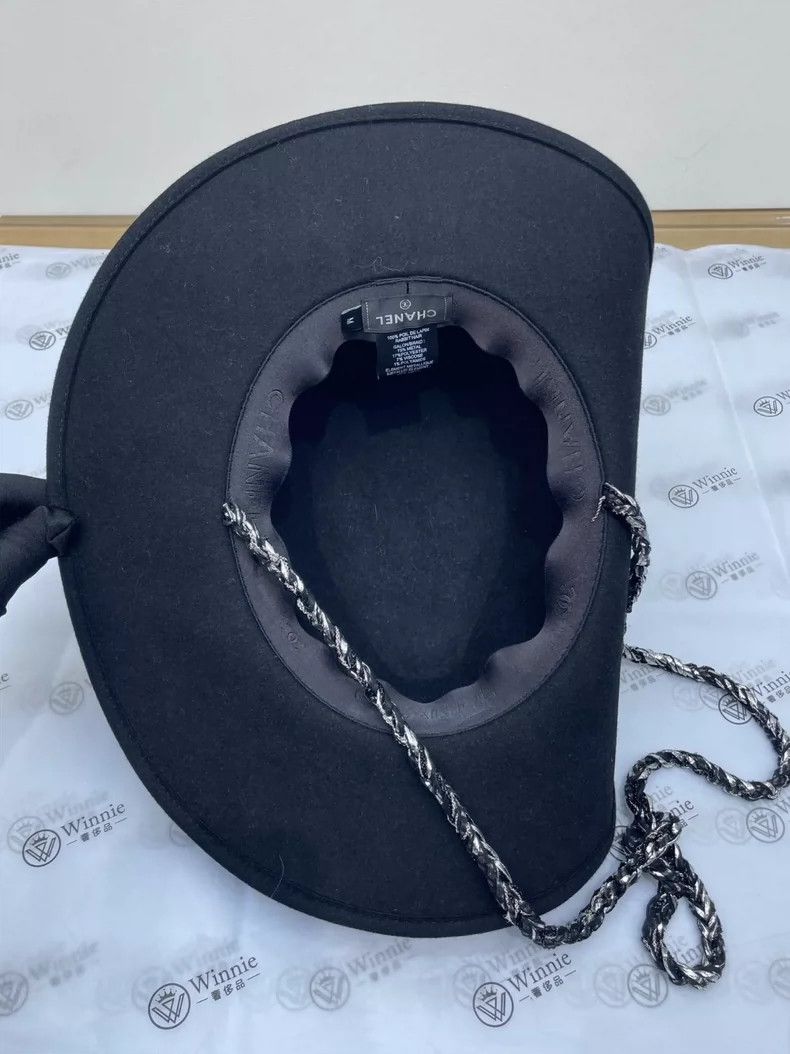 Chanel Chanel Size M Black irregular hat 2504-Nextarrow Size ONE SIZE - 4 Thumbnail