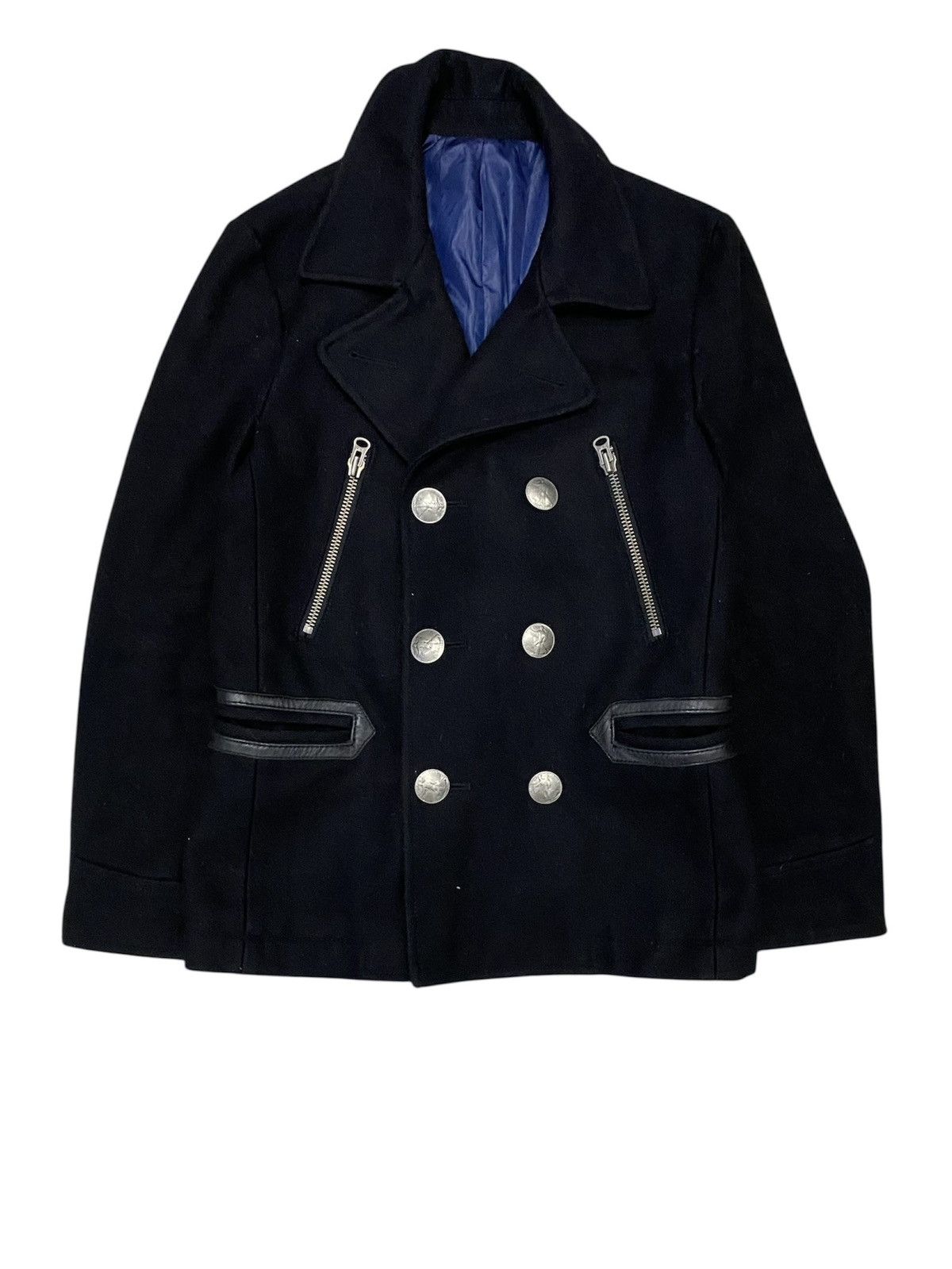 5351 POUR LES HOMMES 2000s 291295= Homme Leather trim zipper wool jacket Size US M / EU 48-50 / 2 - 1 Thumbnail