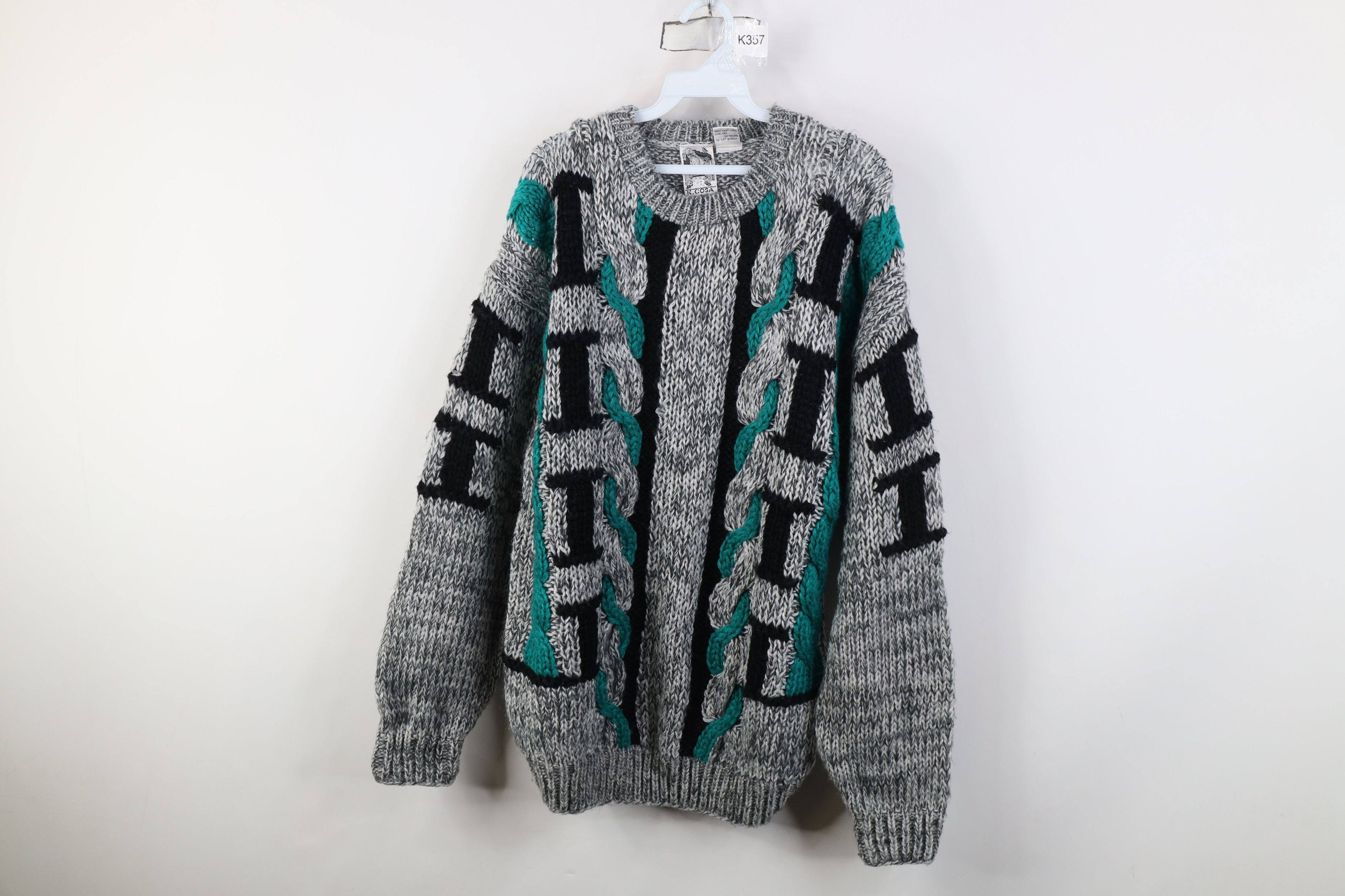 Vintage Vintage 90s Streetwear Chunky Cable Knit Crewneck Sweater Size US XL / EU 56 / 4 - 1 Thumbnail