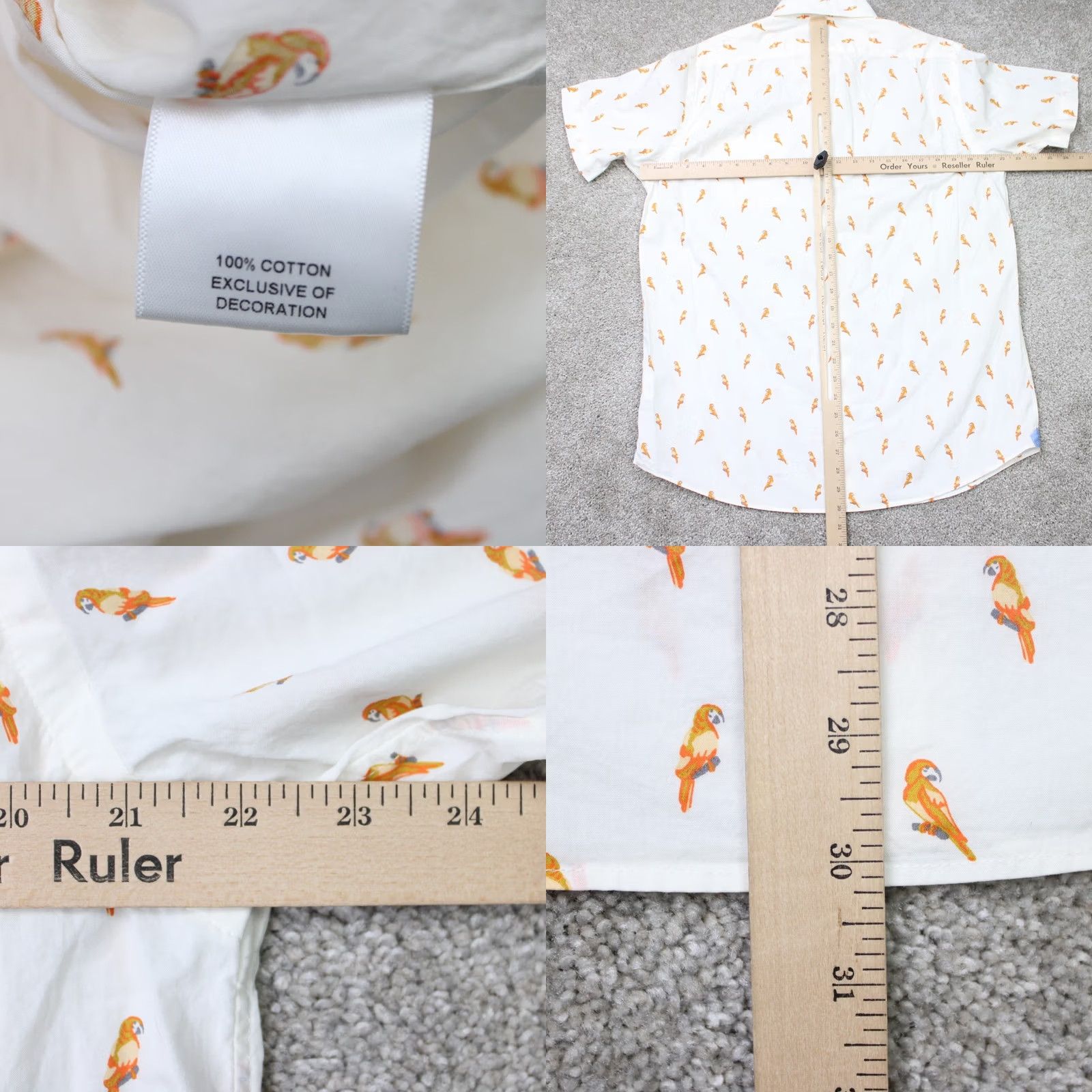 Cremieux Cremieux Classics AOP Shirt Mens Medium White/Orange Bird All Over Print S/S Size US M / EU 48-50 / 2 - 8 Thumbnail