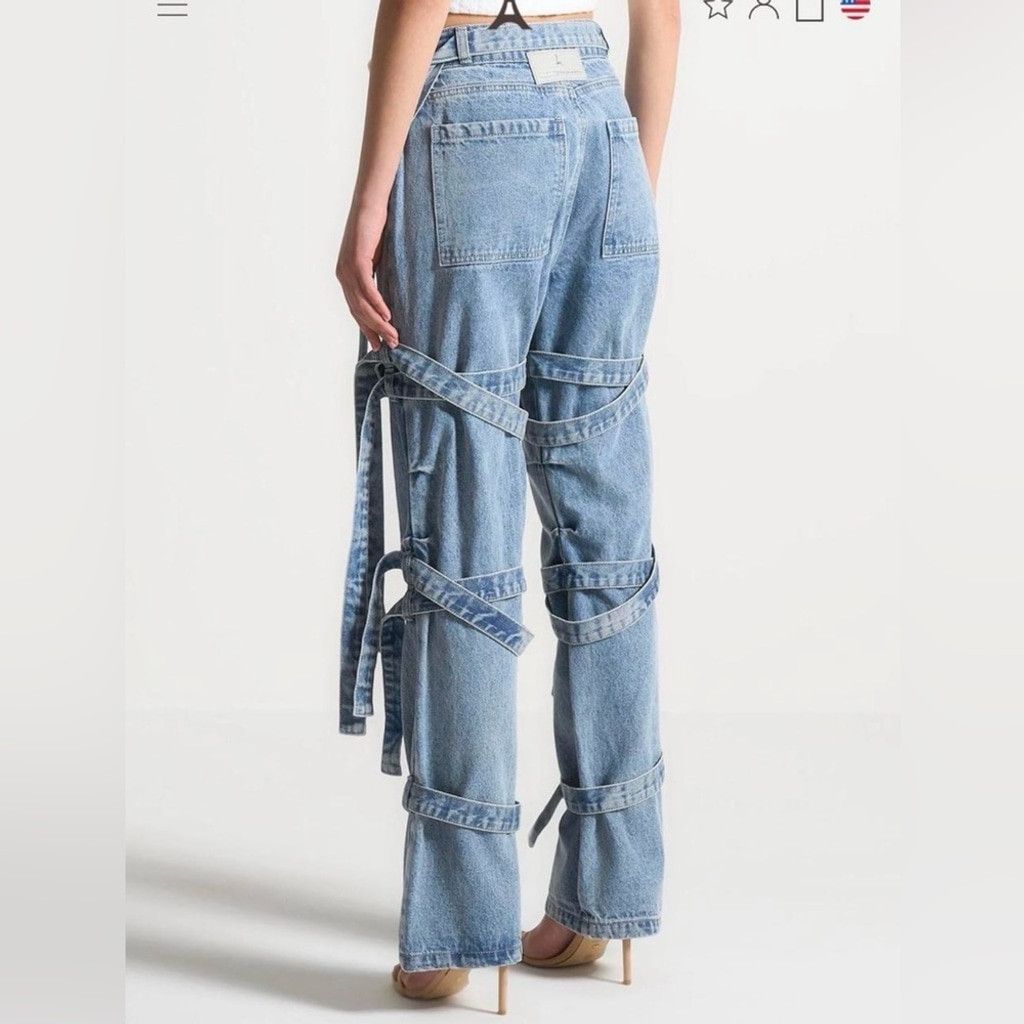 Maniere De Vior Manière De Voir Strap Cargo Jeans feat edgy leg strap detail Size 26" / US 2 / IT 38 - 7 Thumbnail