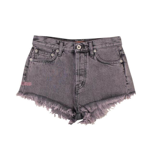 image of Heron Preston Blue Denim Pink Raw Edge Shorts Size 26, Women's