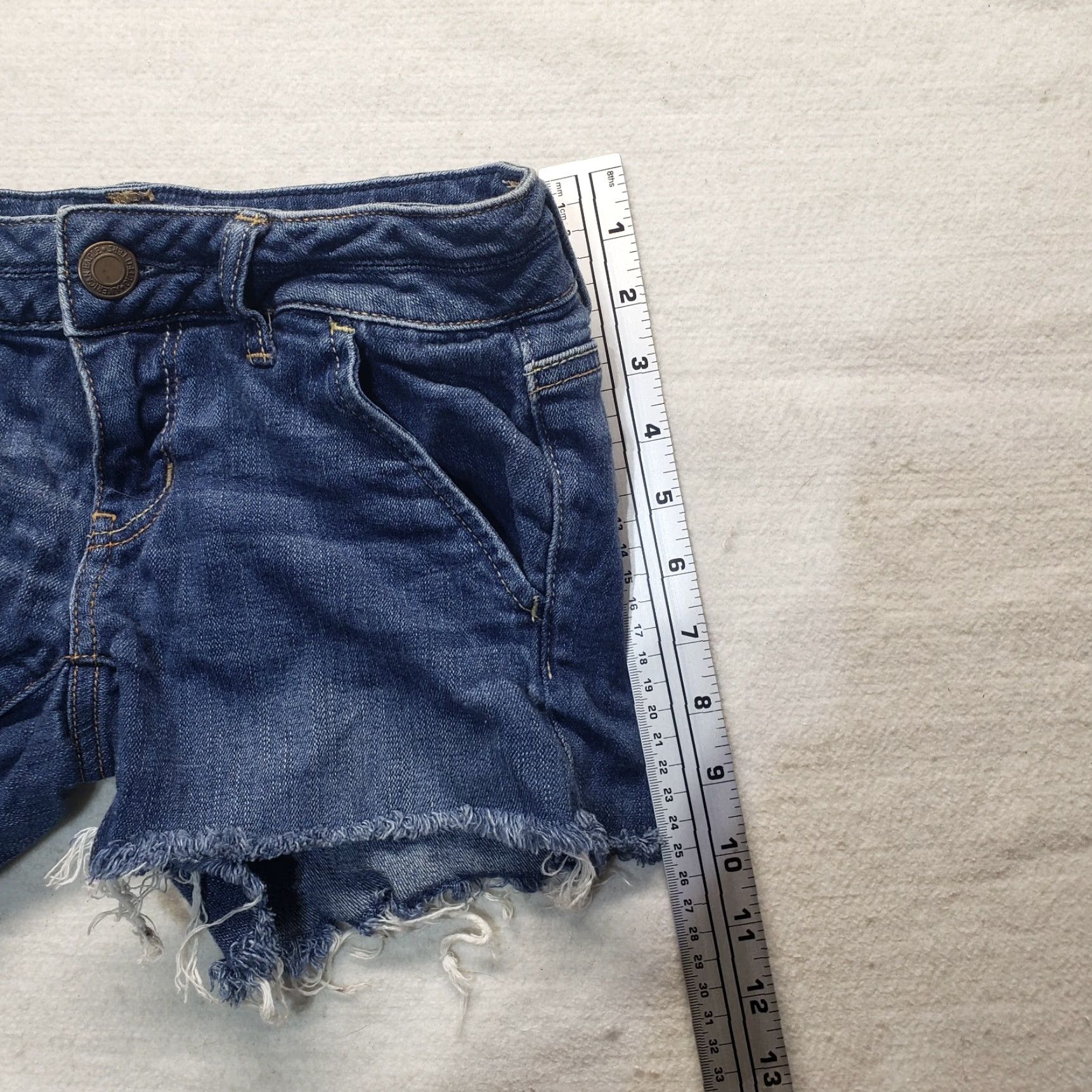 American Eagle Outfitters American Eagle Shortie Denim Cutoff Shorts Shorts Super Blue Stretch Hi Rise 0 Women's Size 25" / US 0 / IT 36 - 5 Thumbnail