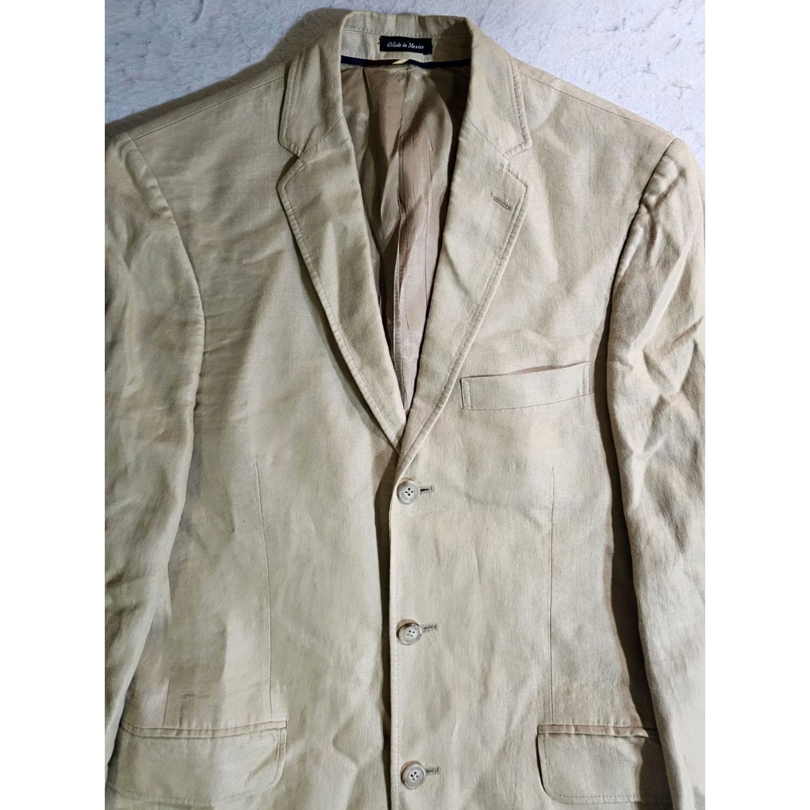 J.Crew VINTAGE J.CREW Blazer Linen Beige Mens Sz 38 Regular Blazer Blazer, J.CREW, 100% Irish Linen, Single-Breasted, Notch Lapel, Dry Clean Only Size 38R - 2 Thumbnail