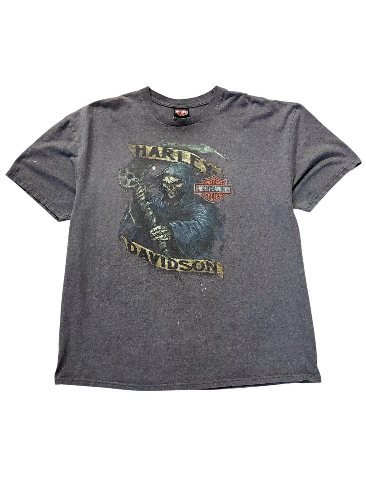 Harley Davidson 00’s Harley Davidson Grim Reaper Vintage Paint Distress Tee Size US XL / EU 56 / 4 - 1 Thumbnail