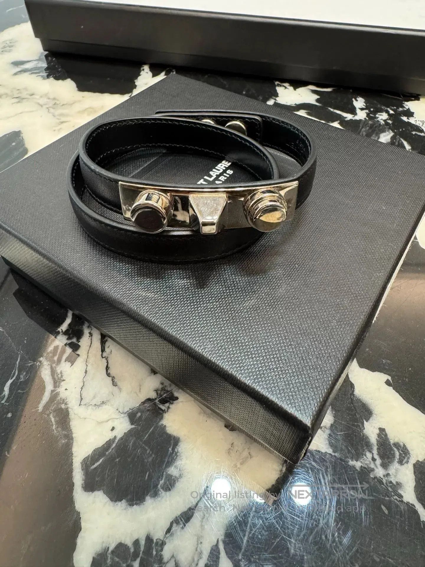 Saint Laurent Paris Saint Laurent Leather Bracelet. Size ONE SIZE - 2 Thumbnail