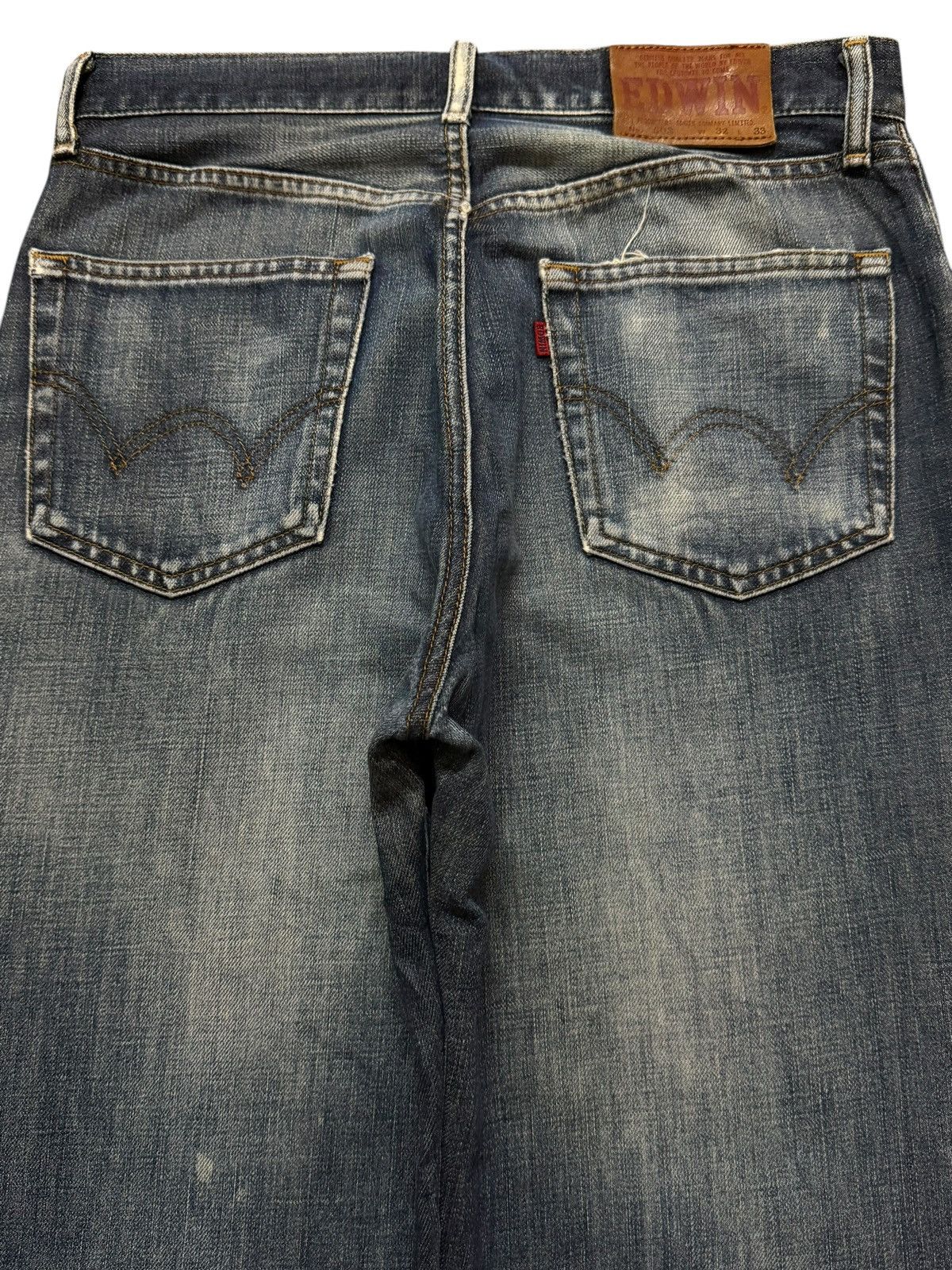 Edwin Vintage 90s Edwin 503 Blue Wash Whiskers Distressed Wide Leg Size US 31 - 4 Thumbnail