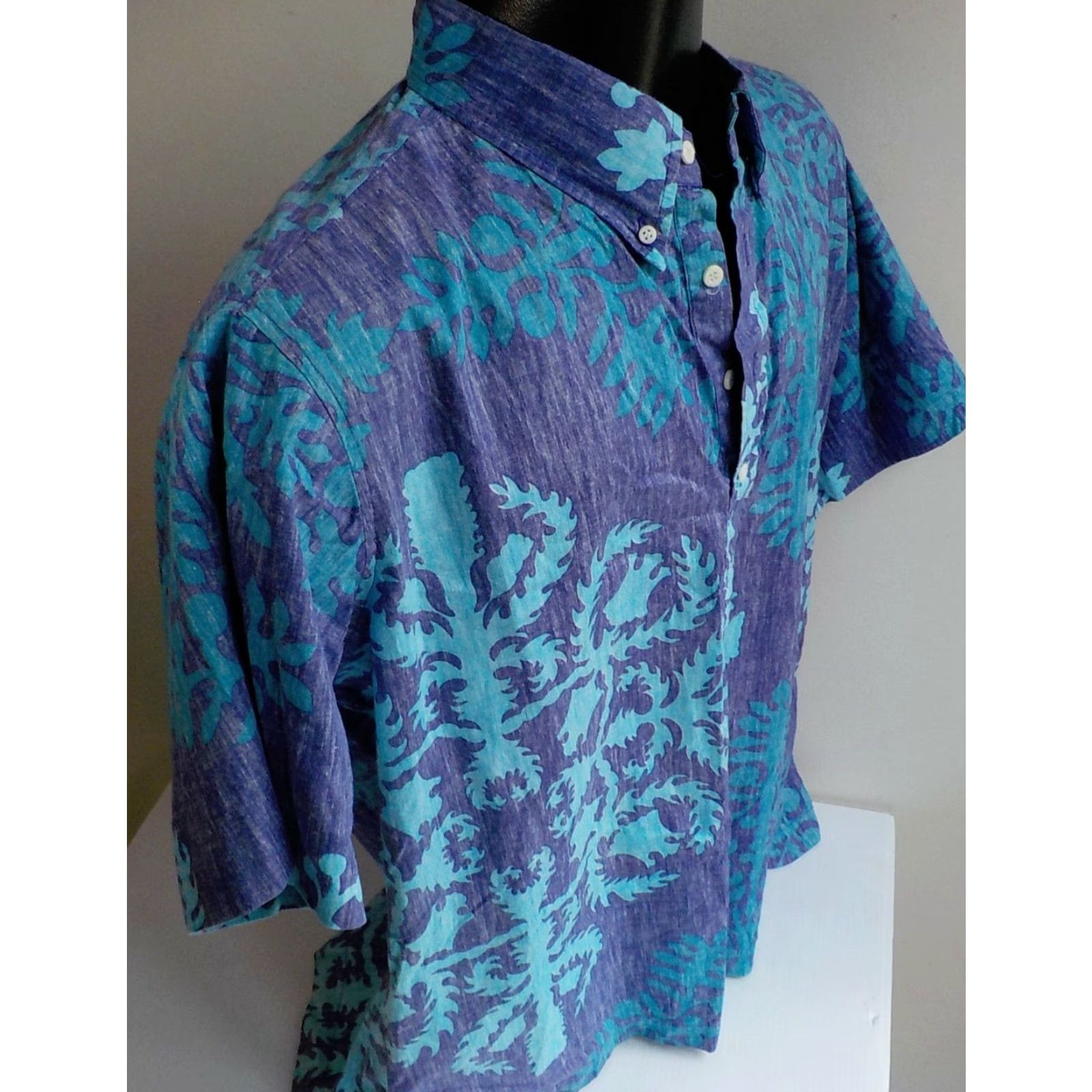 Hilo Hattie Hilo Hatie Tropical Grandpa Shirt Shirt XL Purple Turquoise Button-Front Cotton Mens Size US XL / EU 56 / 4 - 3 Thumbnail