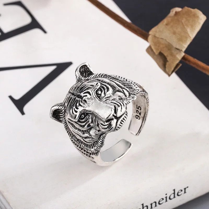 Jewelry × Vintage Retro Tiger Head Ring Size ONE SIZE - 2 Thumbnail