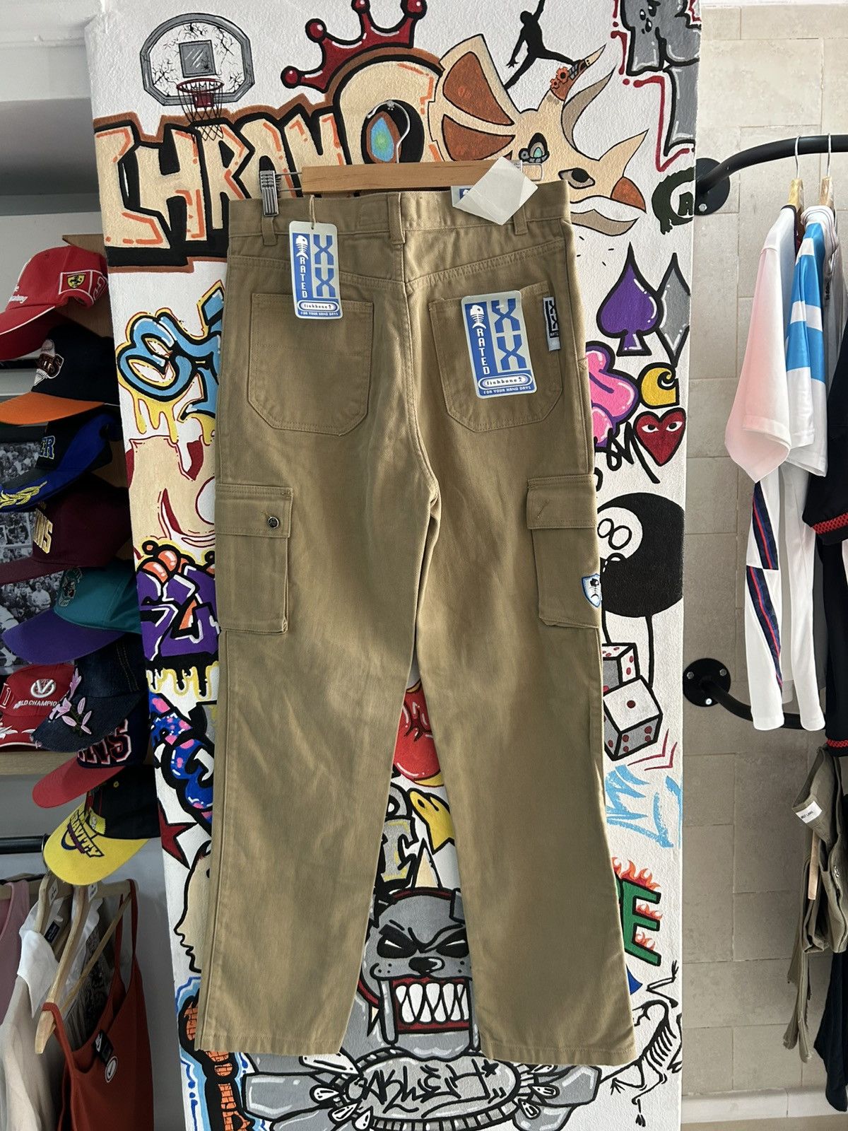 Vintage Brand New a90s FishBone Cargo Pants Size US 31 - 2 Thumbnail