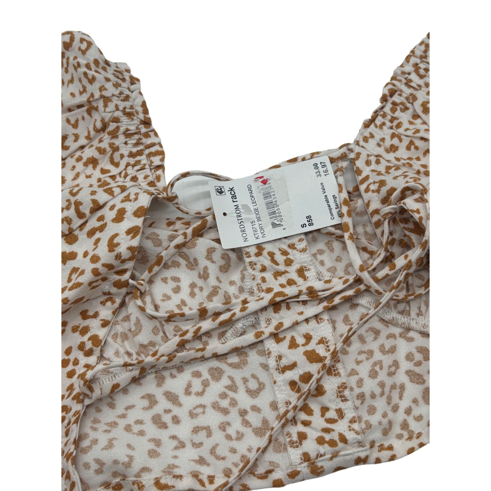 Other Urban Romantics Tie-Back, puff sleeve Printed Crop Top, Ivor Size S / US 4 / IT 40 - 8 Thumbnail