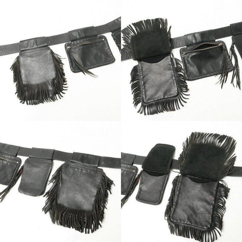 Yohji Yamamoto Leather Fringe Pocket Belt Size 32 - 2 Thumbnail
