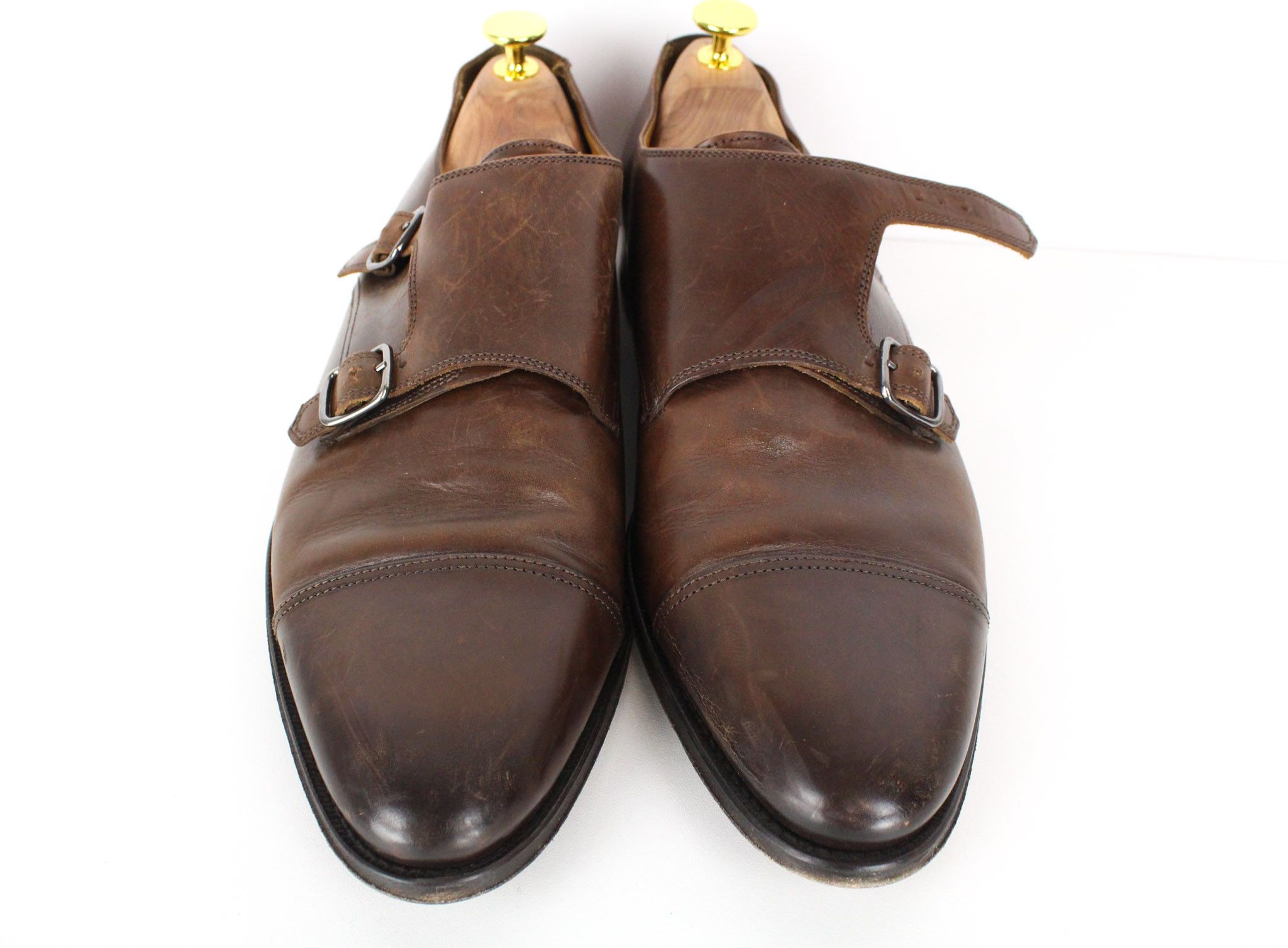 Suitsupply EU42.5 Mid Brown Leather Double Monk Shoes 73290 Size US 9.5 / EU 42-43 - 3 Thumbnail