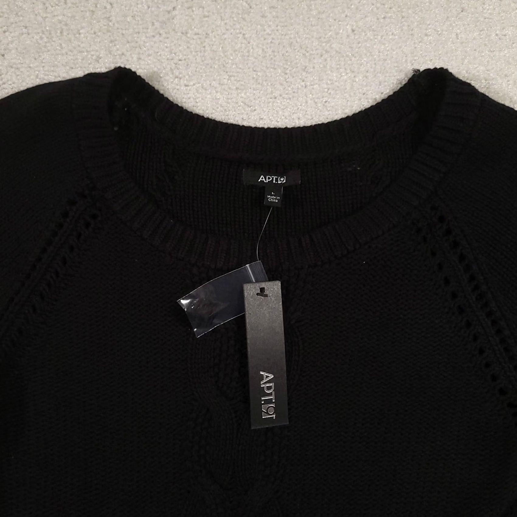 Apt. 9 Apt. 9 Sweater Women's L Black Long Sleeve Cable-Knit Pullover Casual Size L / US 10 / IT 46 - 6 Thumbnail