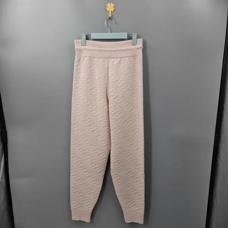 Hermes Hermes Light Pink Dark Patterned Merino Wool Sweatpants Size 37" - 2 Thumbnail