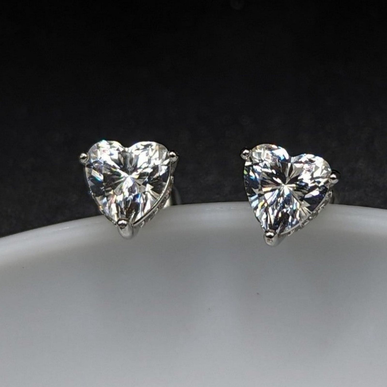 Other Heart Stud Earrings 1 Cttw Moissanite 925 Silver NWT Size ONE SIZE - 3 Thumbnail