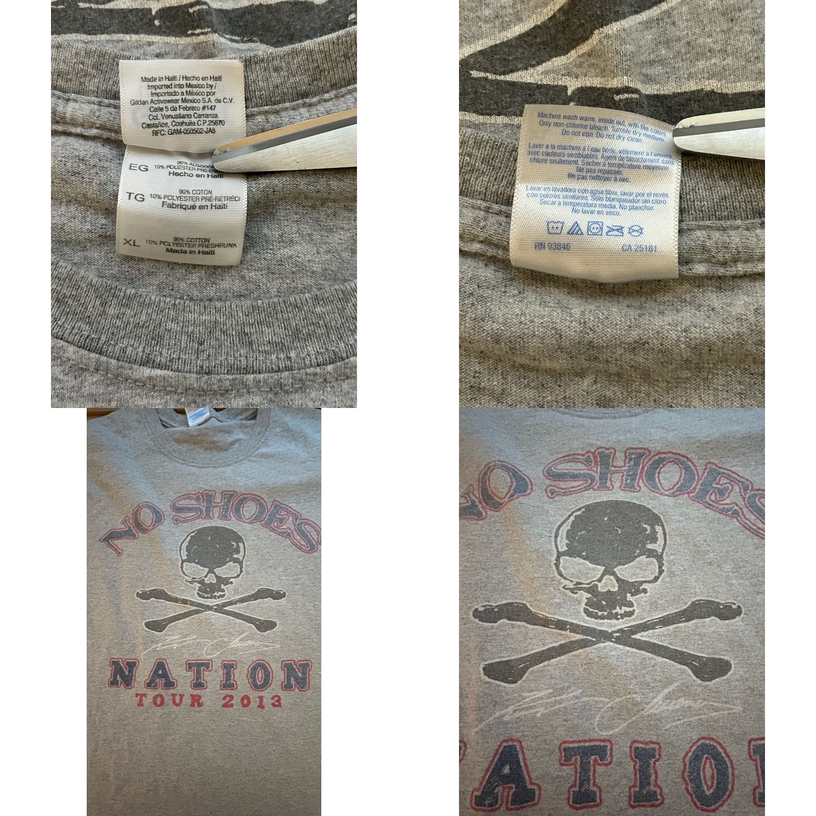 Gildan Kenny Chesney No Shoes Nation Tour 2013 Shirt Men XL Heather Gray Short Sleeves Size US XL / EU 56 / 4 - 10 Thumbnail