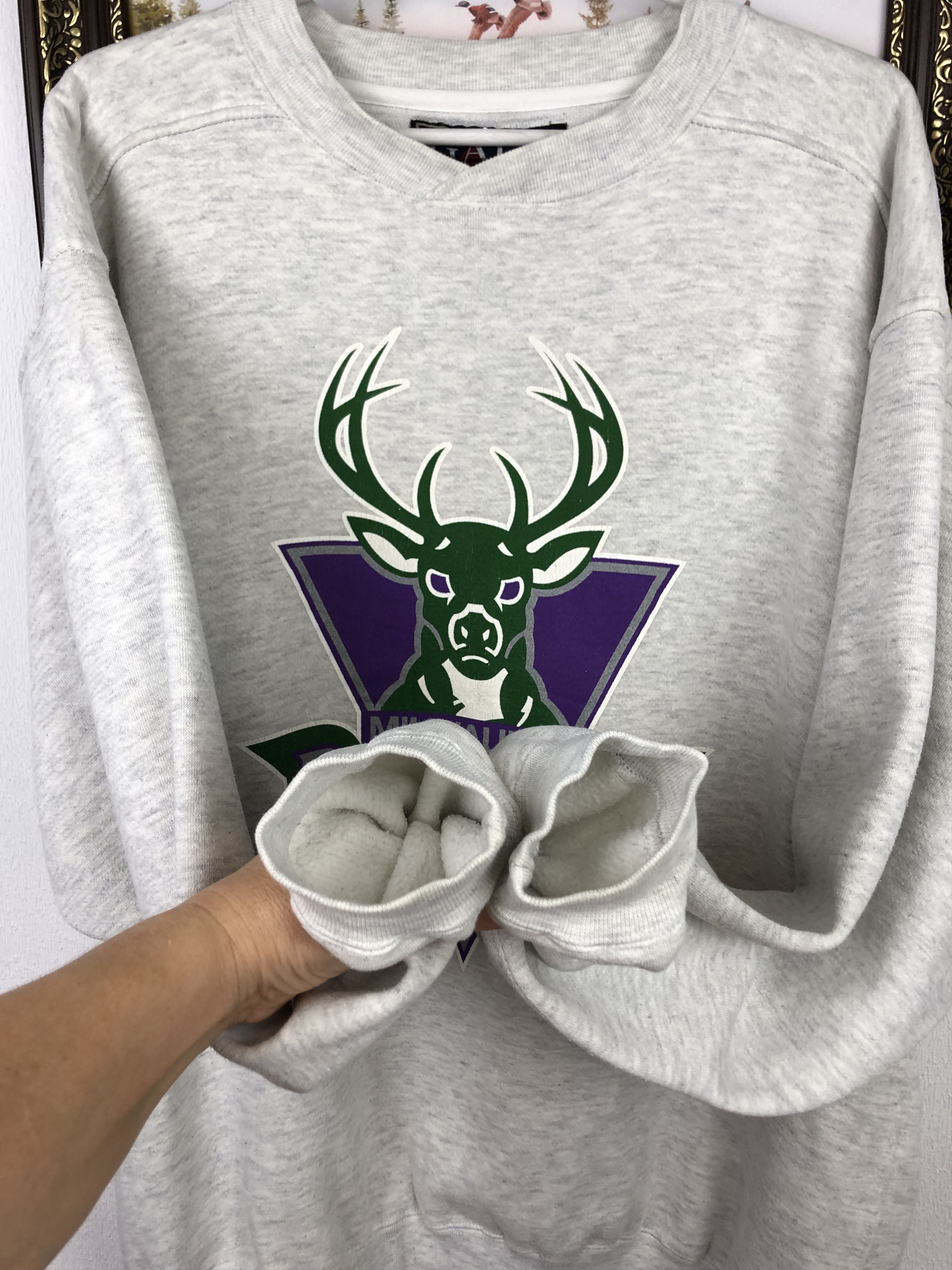 NBA × Vintage Vintage 90's Milwaukee Bucks NBA Sweatshirt Mens Crewneck Size US M / EU 48-50 / 2 - 5 Thumbnail