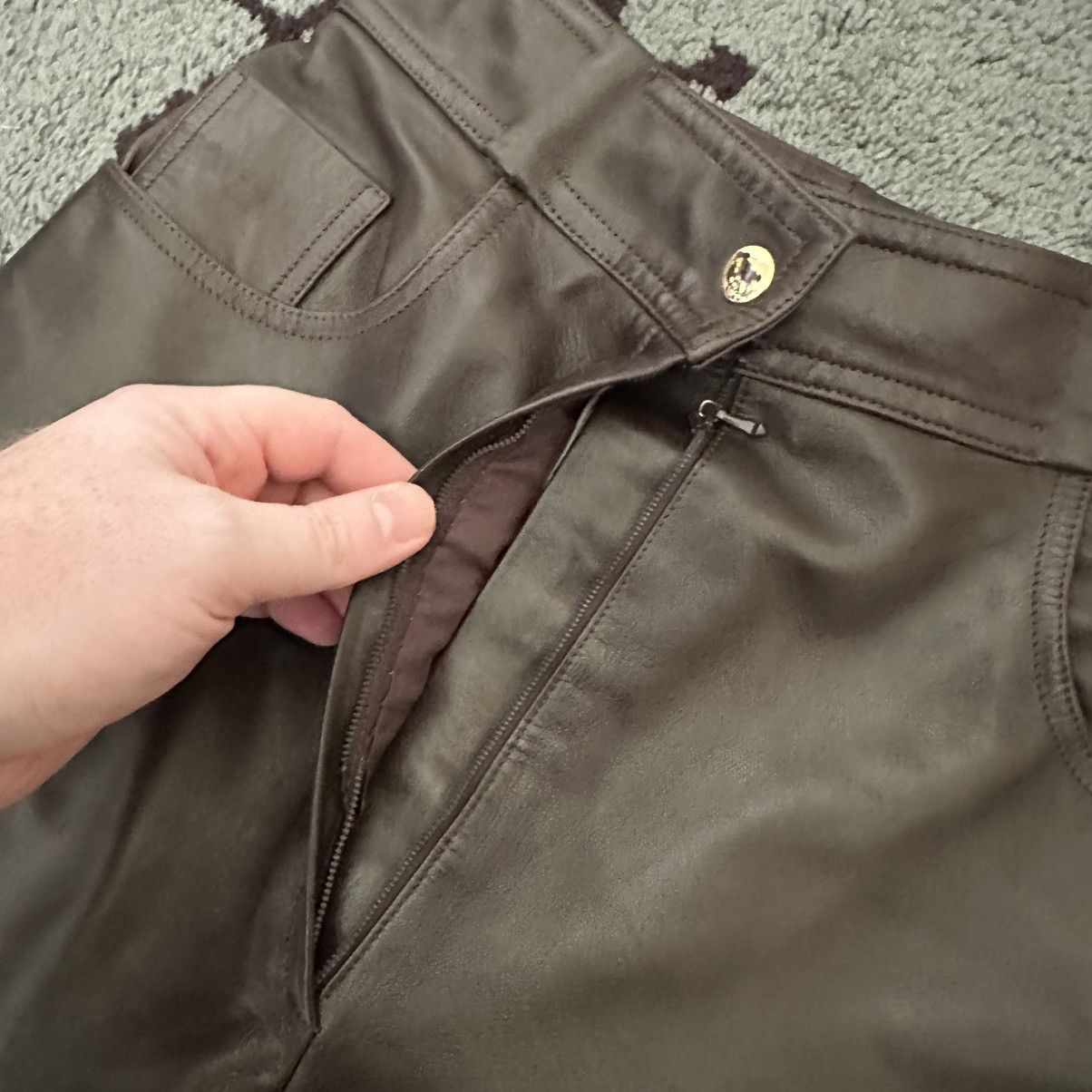 Dior × Ferre Archive Christian Dior Fall 1993 Ferre Era Leather Pants Size 27" / US 4 / IT 40 - 4 Thumbnail