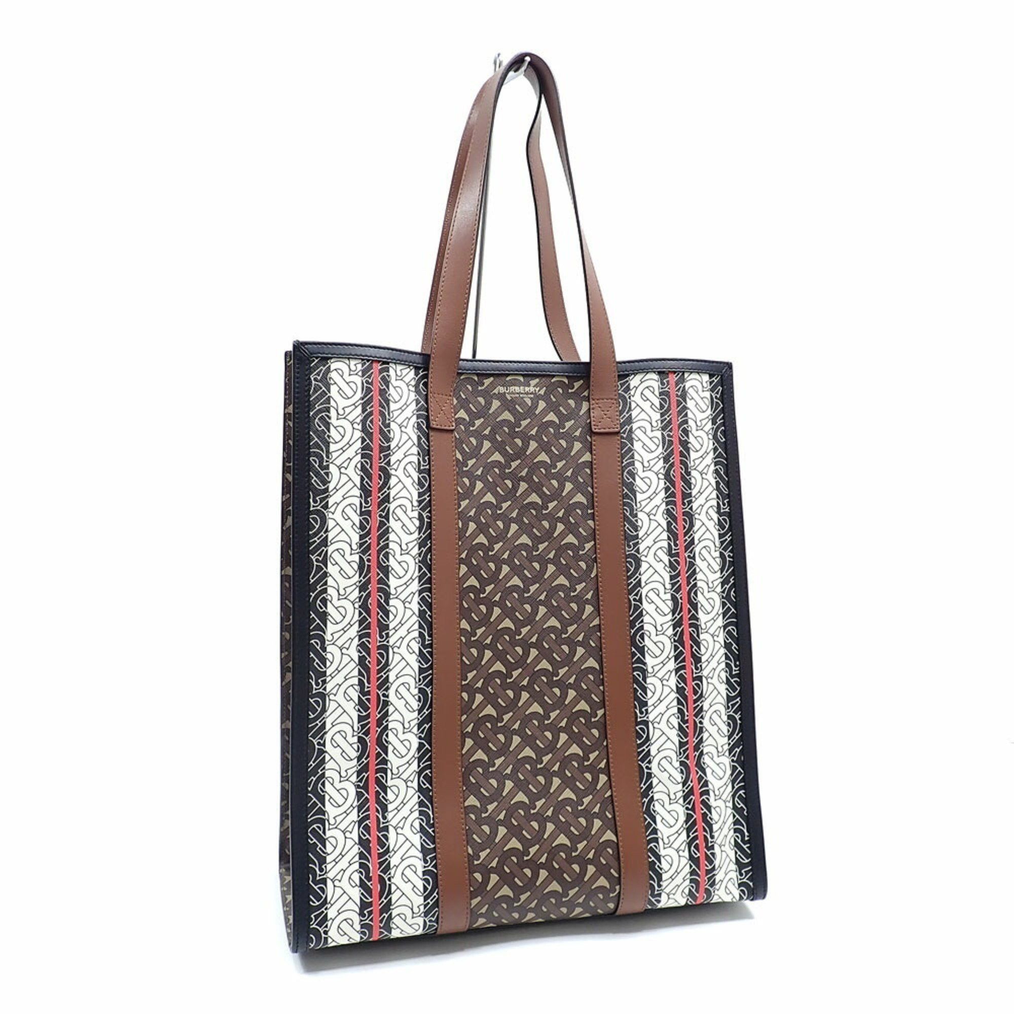 Burberry Tote Bag For Women Brown Multicolor Pvc Leather 8021486 Tb Monogram Stripe 044304