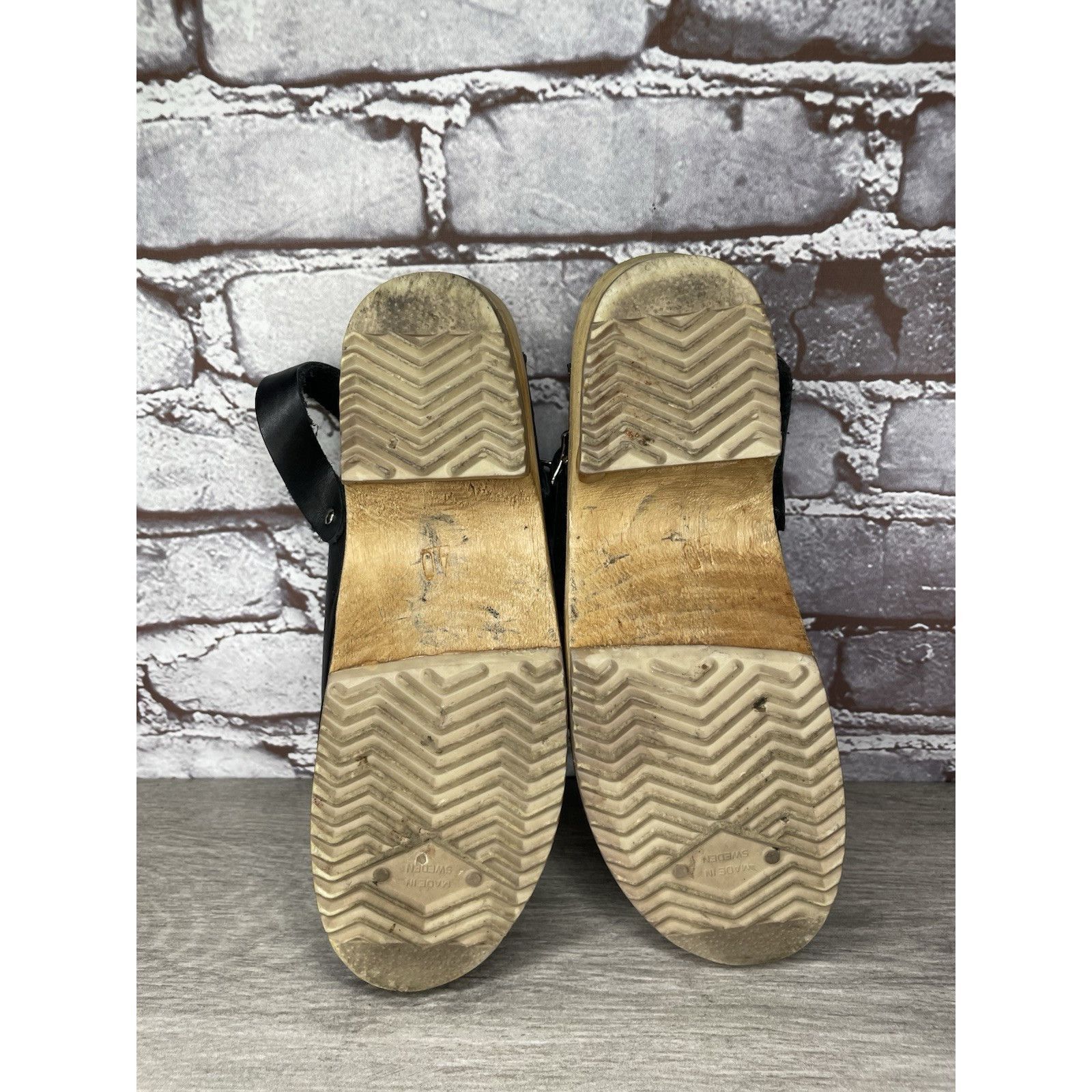 Miansai MIA Alma Swedish Black Leather Wooden Heel Strap Clogs Women Size US 9.5 / IT 39.5 - 17 Thumbnail