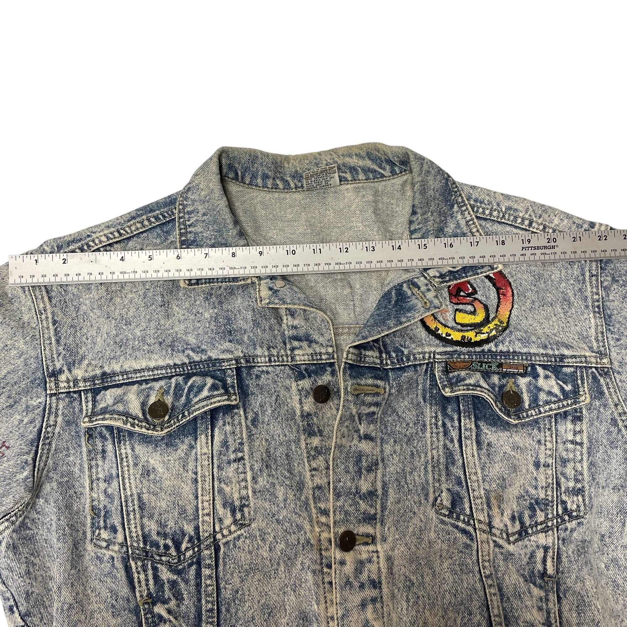 Slick Vtg Slick Bad Boy ACID WASH Blue Jean PUNK ROCKER Jacket Size US XL / EU 56 / 4 - 18 Thumbnail