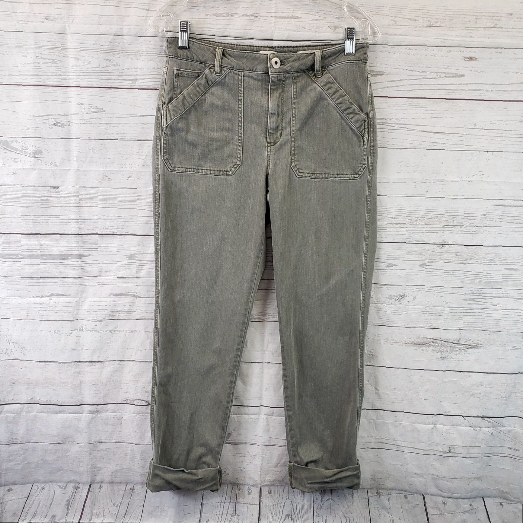 J. Jill J Jill Womens Cropped Jeans Sz 6 Solid Green High Rise Straight Leg Size 28" / US 6 / IT 42 - 2 Thumbnail