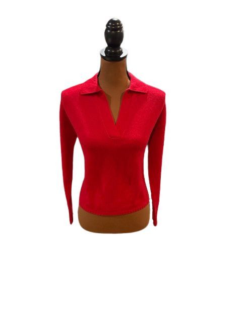 AQUA AQUA Cashmere Long Sleeve Collared Polo Sweater in Red Size S / US 4 / IT 40 - 2 Thumbnail