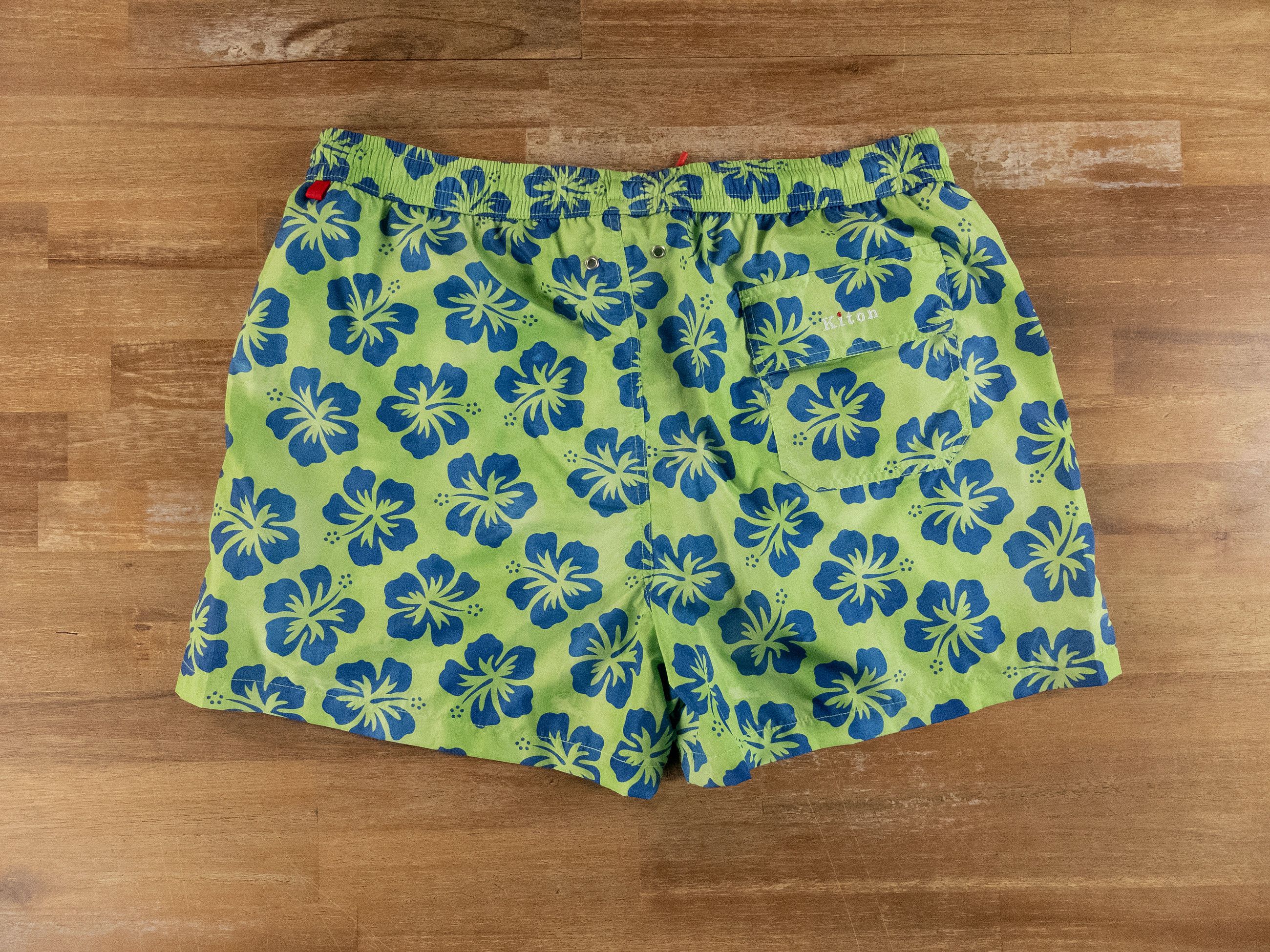 Kiton KITON Napoli green & blue floral print nylon swim shorts XL Size US 36 / EU 52 - 10 Thumbnail