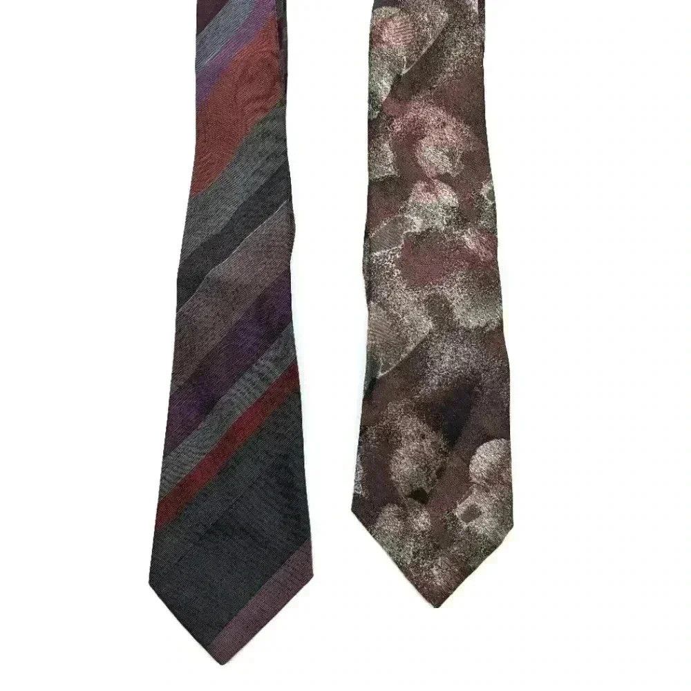 Vintage 2 Maroon 80s vintage Ties BJ Ernst and John Weitz Size ONE SIZE - 1 Thumbnail