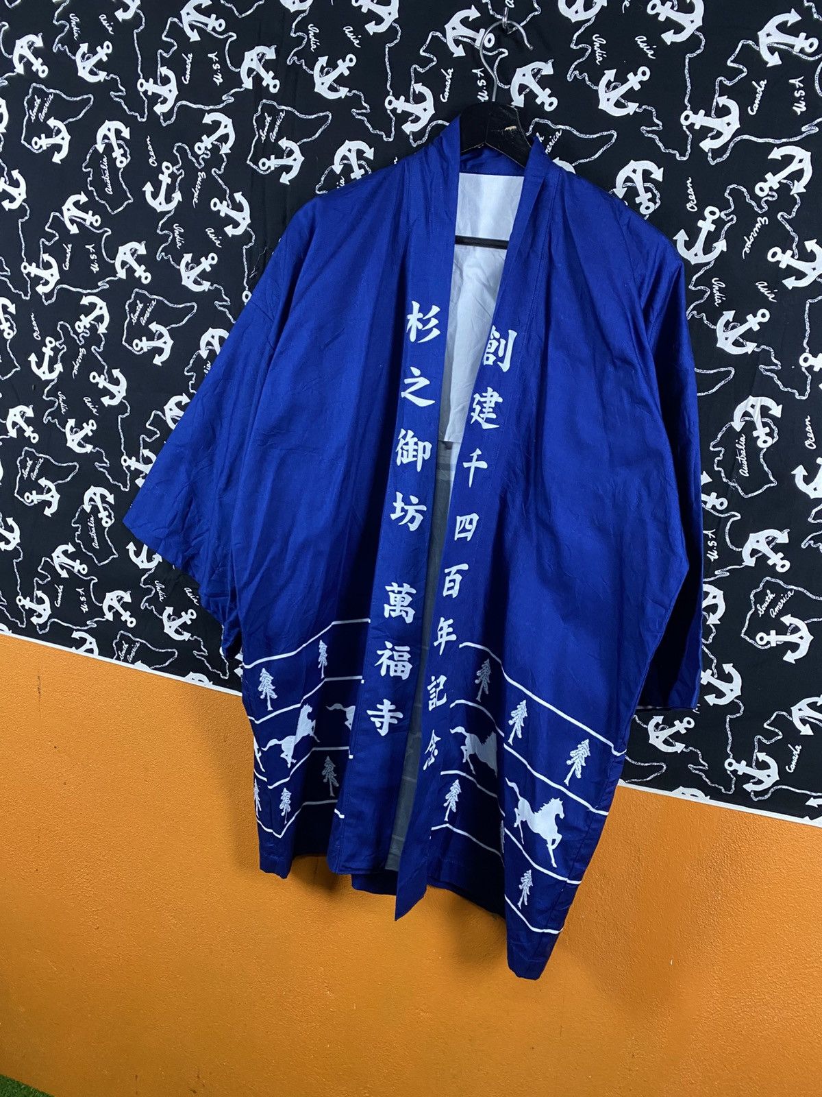 Japanese Brand Vintage Japanese Happi Coat Blue Kanji Print Festival Size US M / EU 48-50 / 2 - 4 Thumbnail