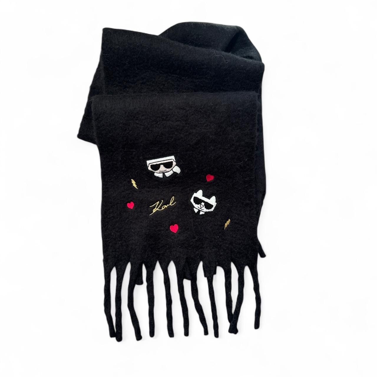 Karl Lagerfeld Karl Lagerfeld black scarf with embroidered details Size ONE SIZE - 1 Thumbnail