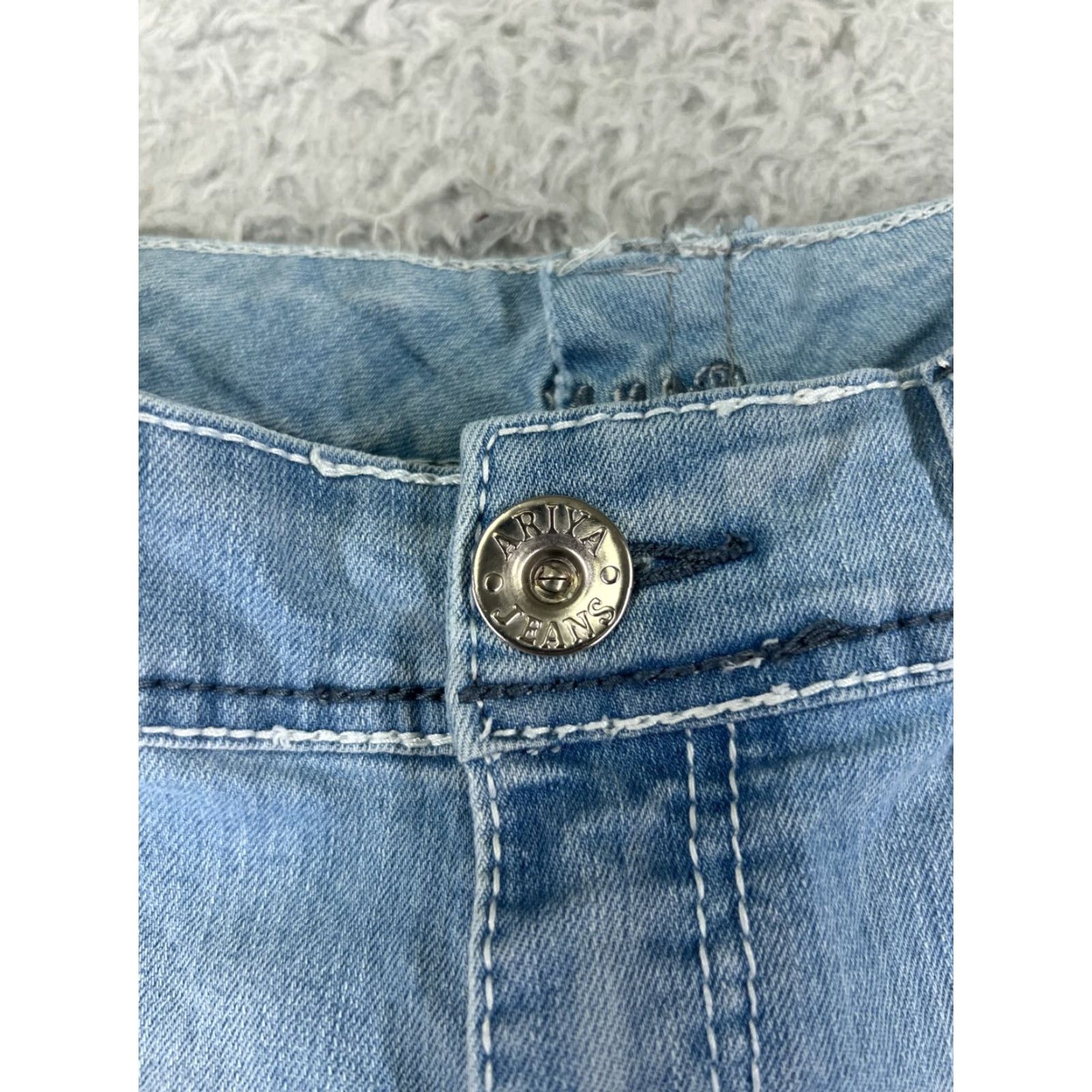 Denime Ariya Jeans Womens 28x30 Blue Denim Flared Distressed Light Wash Size 28" / US 6 / IT 42 - 7 Thumbnail