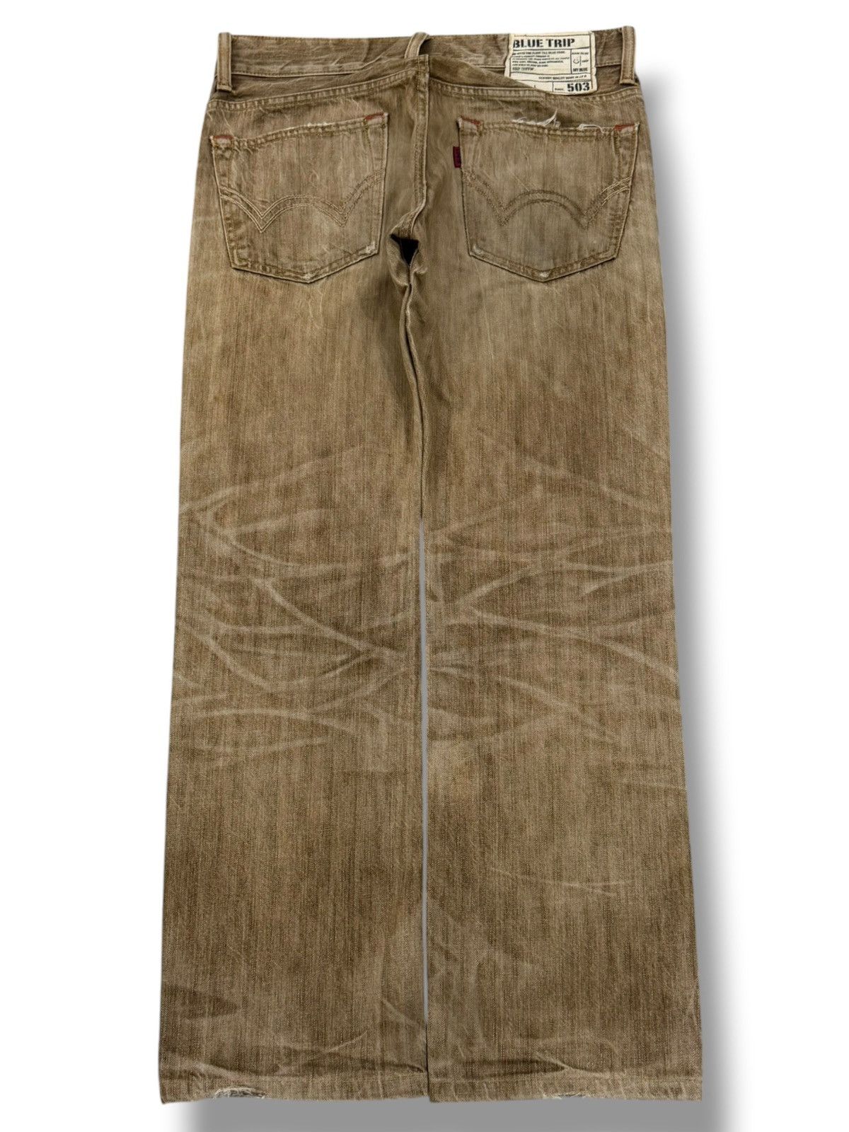 Edwin Vintage EDWIN 503 Blue Trip | Faded Brown Wash | W33 Size US 33 - 3 Thumbnail