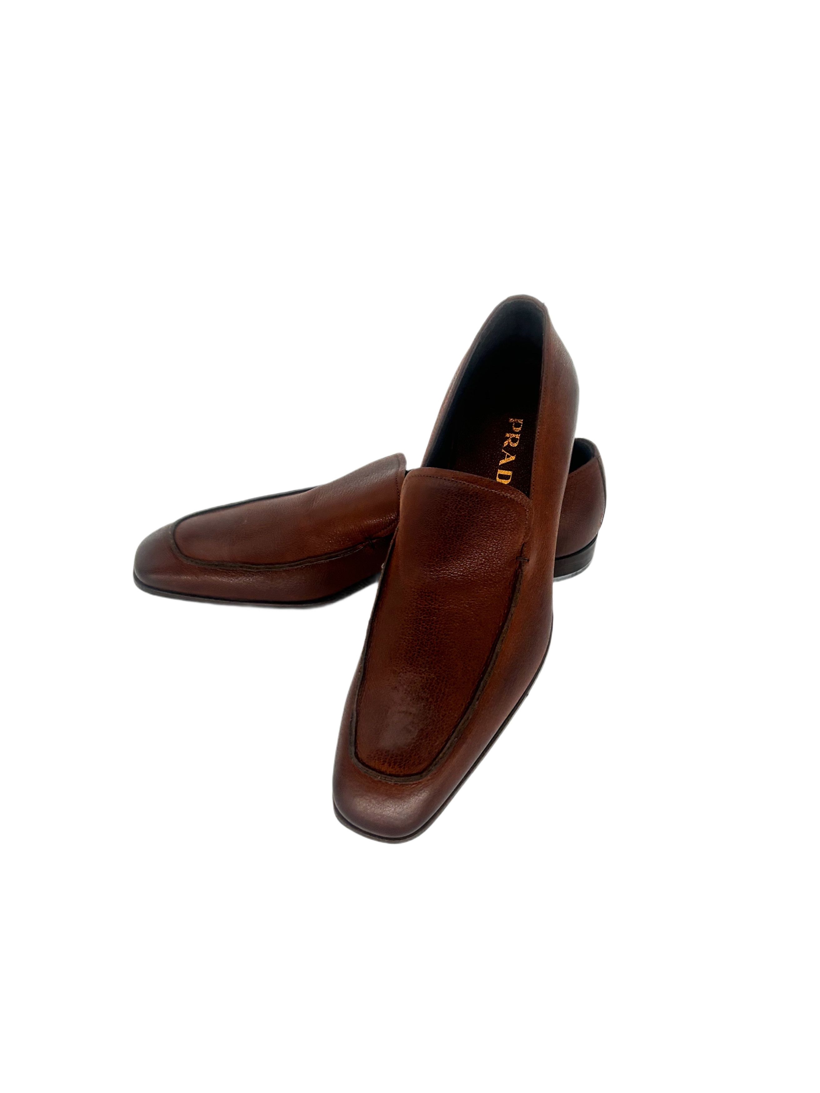 Prada Prada Brown Grain Leather Loafer Size US 9.5 / EU 42-43 - 4 Thumbnail