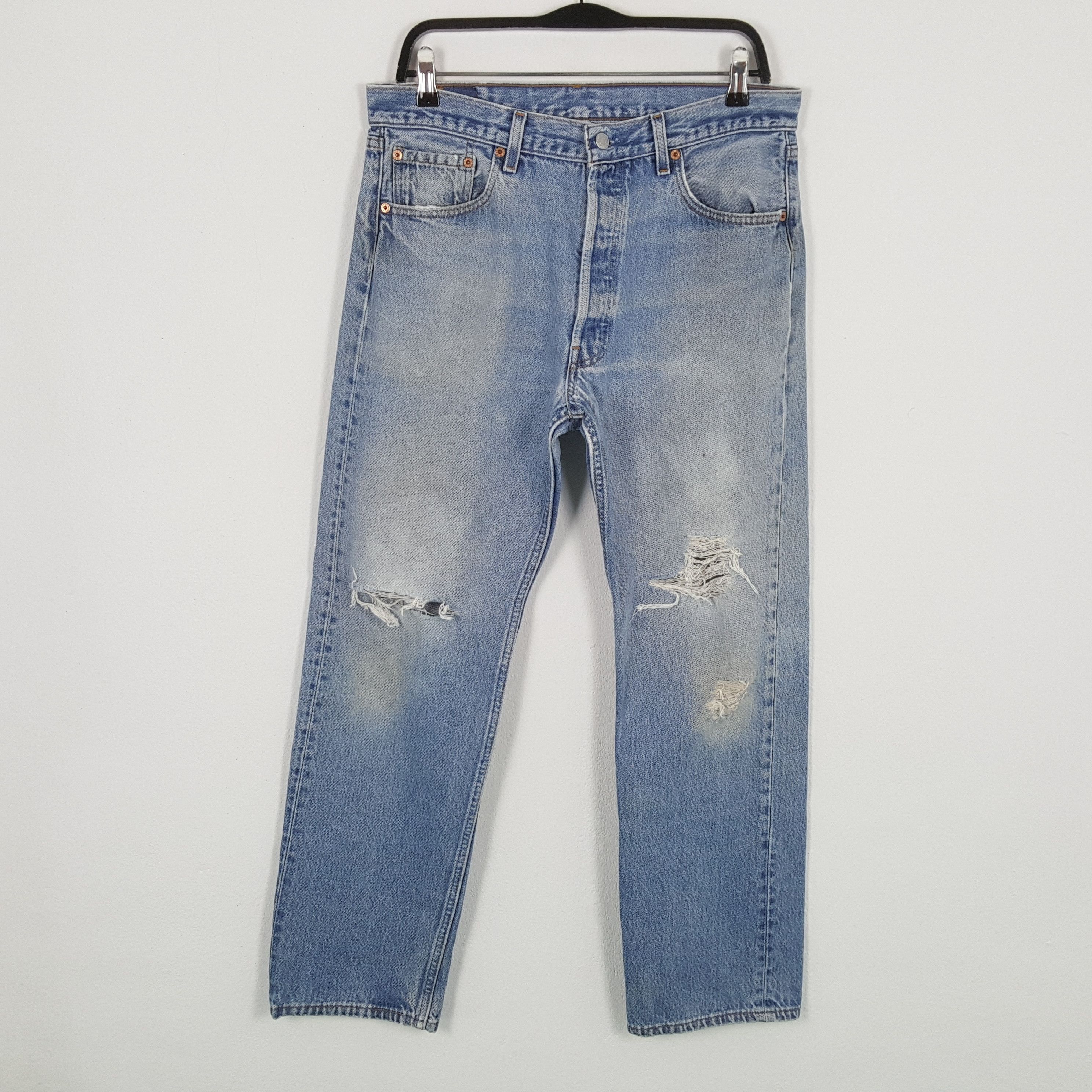 Levi's × Vintage LEVIS Distressed Jeans Daily Streetwear Style Size US 33 - 1 Thumbnail