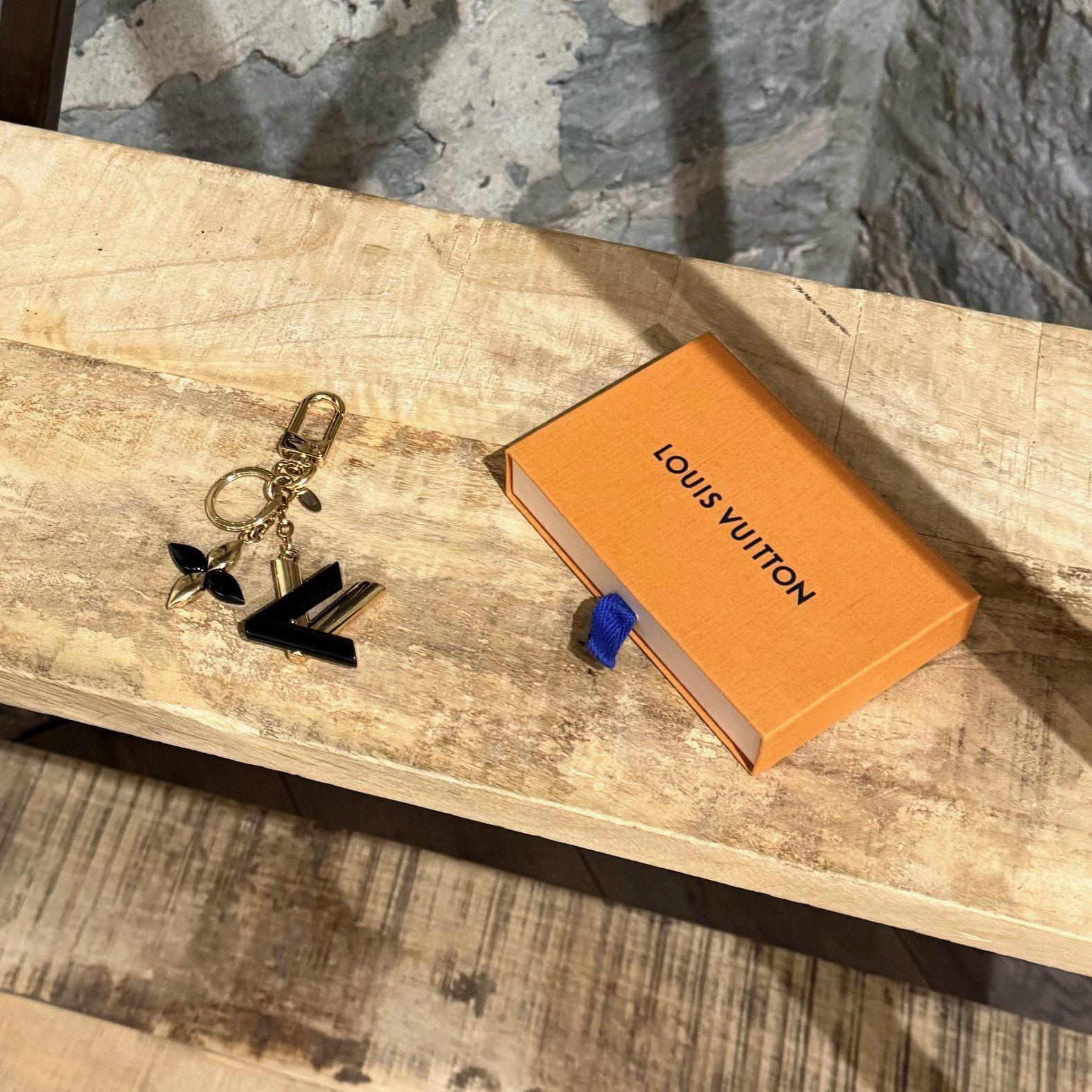 Louis Vuitton Gold Black LV Twist Key Holder Bag Charm