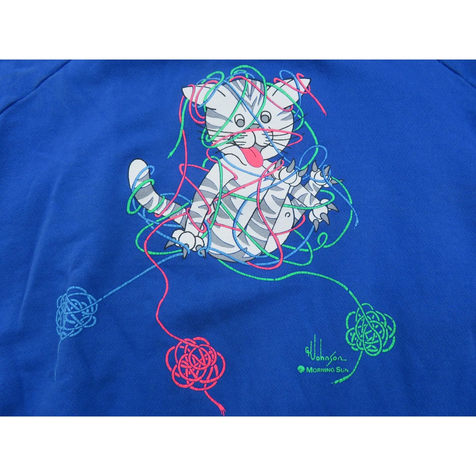 Other Cat Kitten Kitty Sweatshirt, G Johnson Blue Sz XL-2XL? 1990s Size L / US 10 / IT 46 - 2 Thumbnail