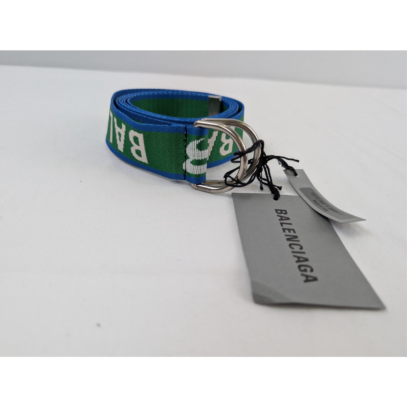 Balenciaga o1rshd1 Q:3 / Size: OS / D Ring Belt 35 in Green/Navy/Grey Size ONE SIZE - 1 Thumbnail