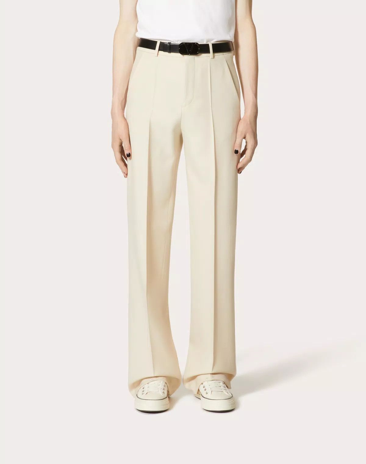 Valentino oc11z0625 Wool Trousers in White/Ivory Size US 36 / EU 52 - 4 Thumbnail