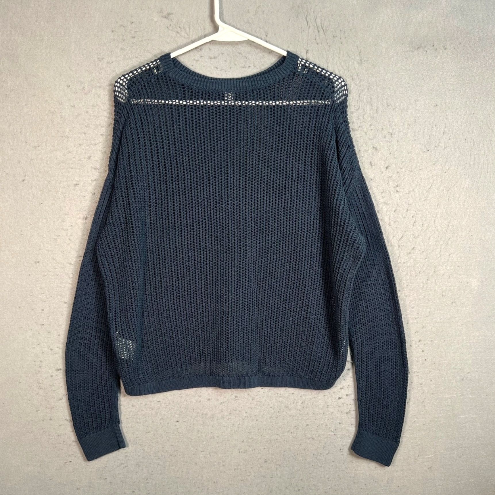 Uniqlo Uniqlo Womens Large Blue Open-Knit Sweater Pullover Linen Blend Size L / US 10 / IT 46 - 2 Thumbnail