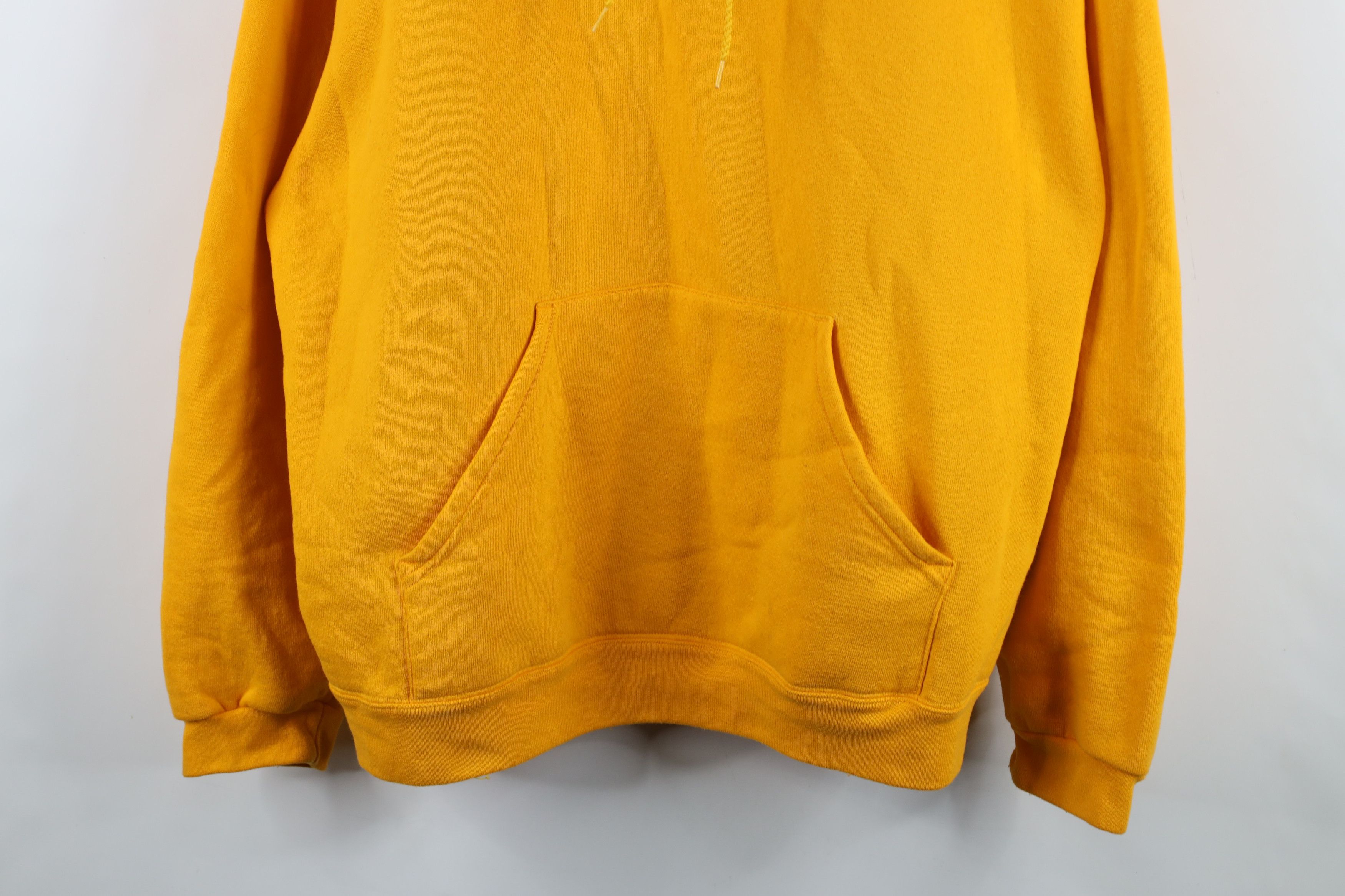 Vintage Vintage 90s Streetwear Faded Blank Hoodie Sweatshirt Yellow Size US XXL / EU 58 / 5 - 3 Thumbnail